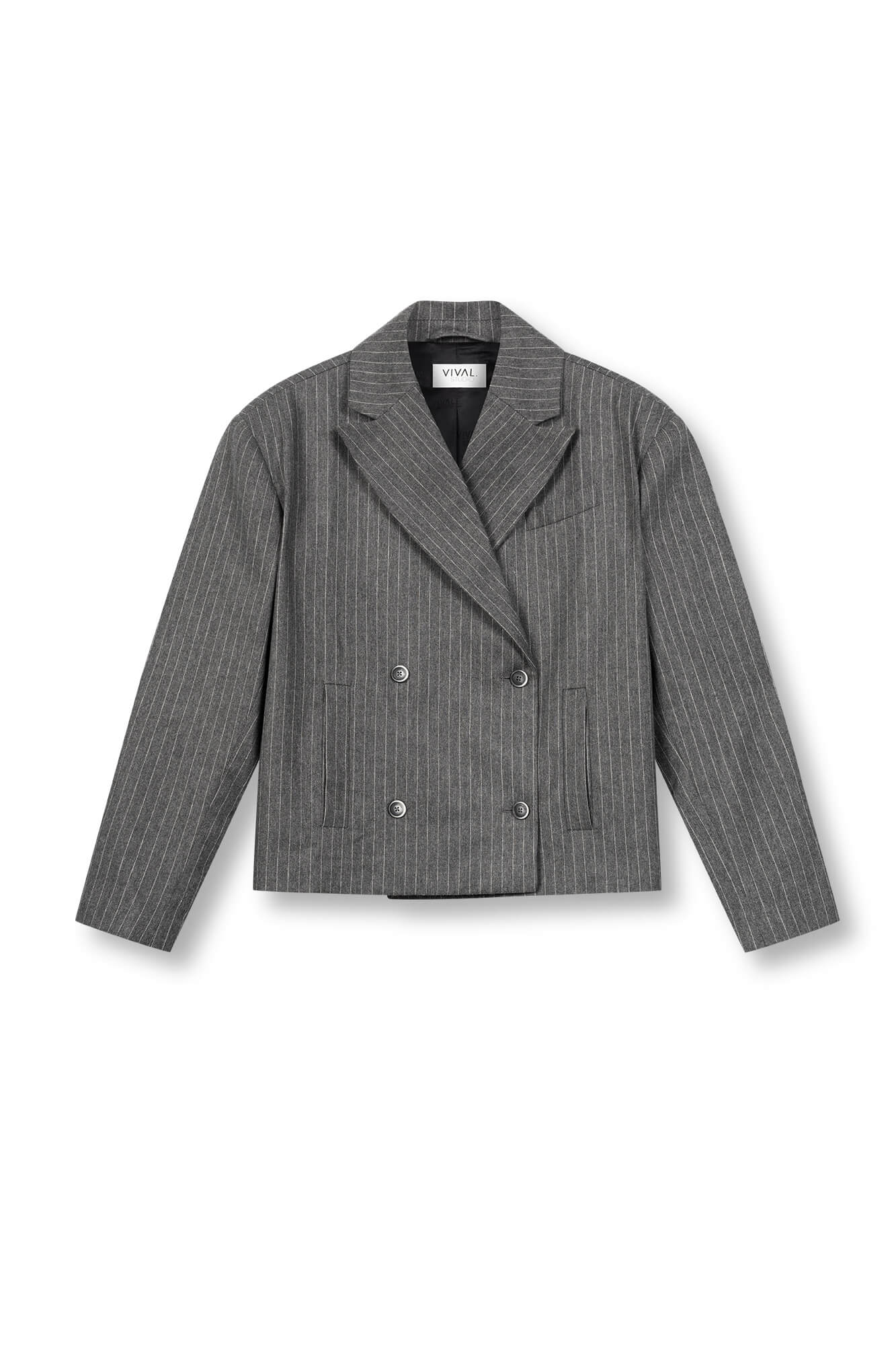 Blazer Macy in grau von vorne by VIVAL.STUDIO