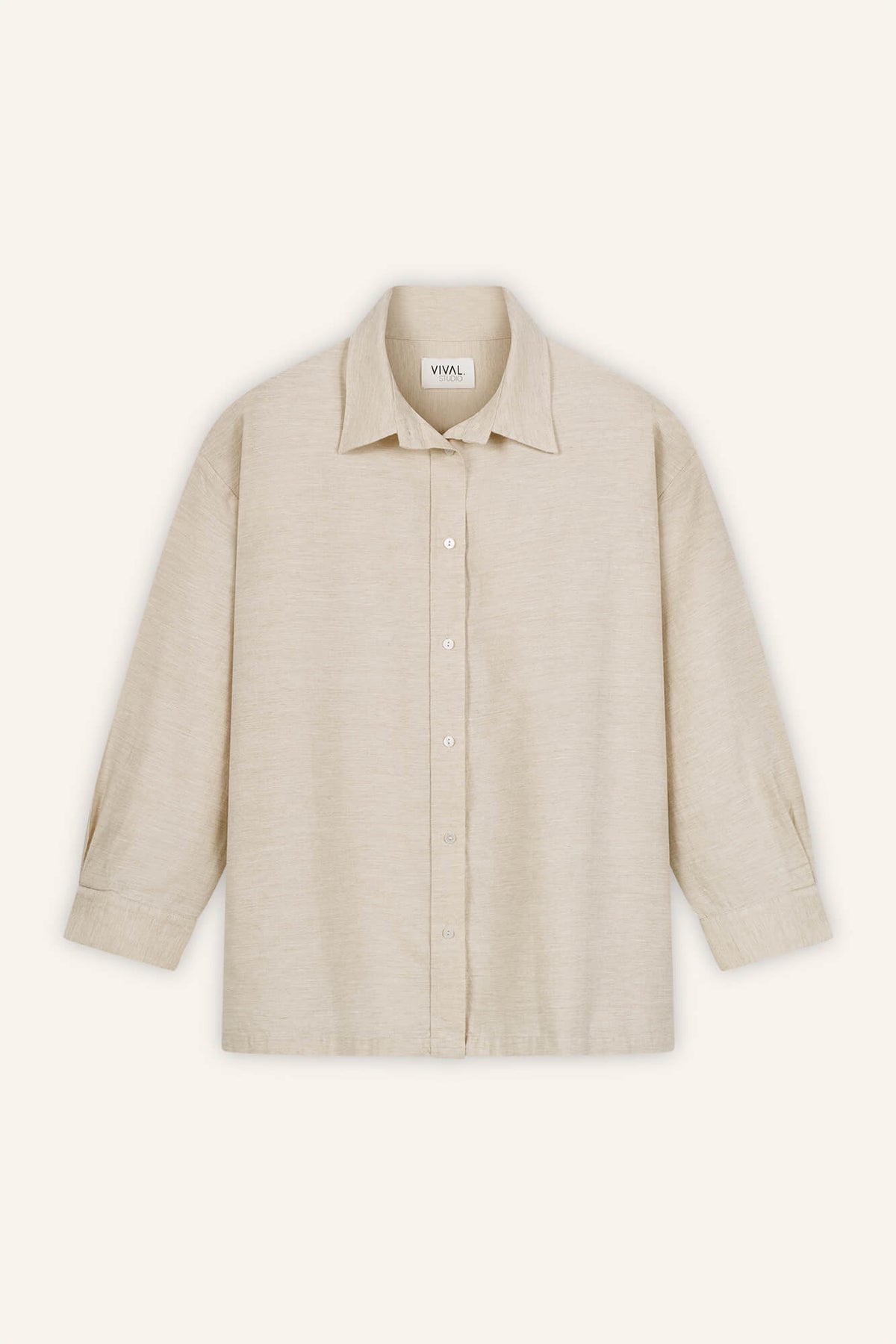Bluse Linn in Oatmeal von vorne by VIVAL.STUDIO