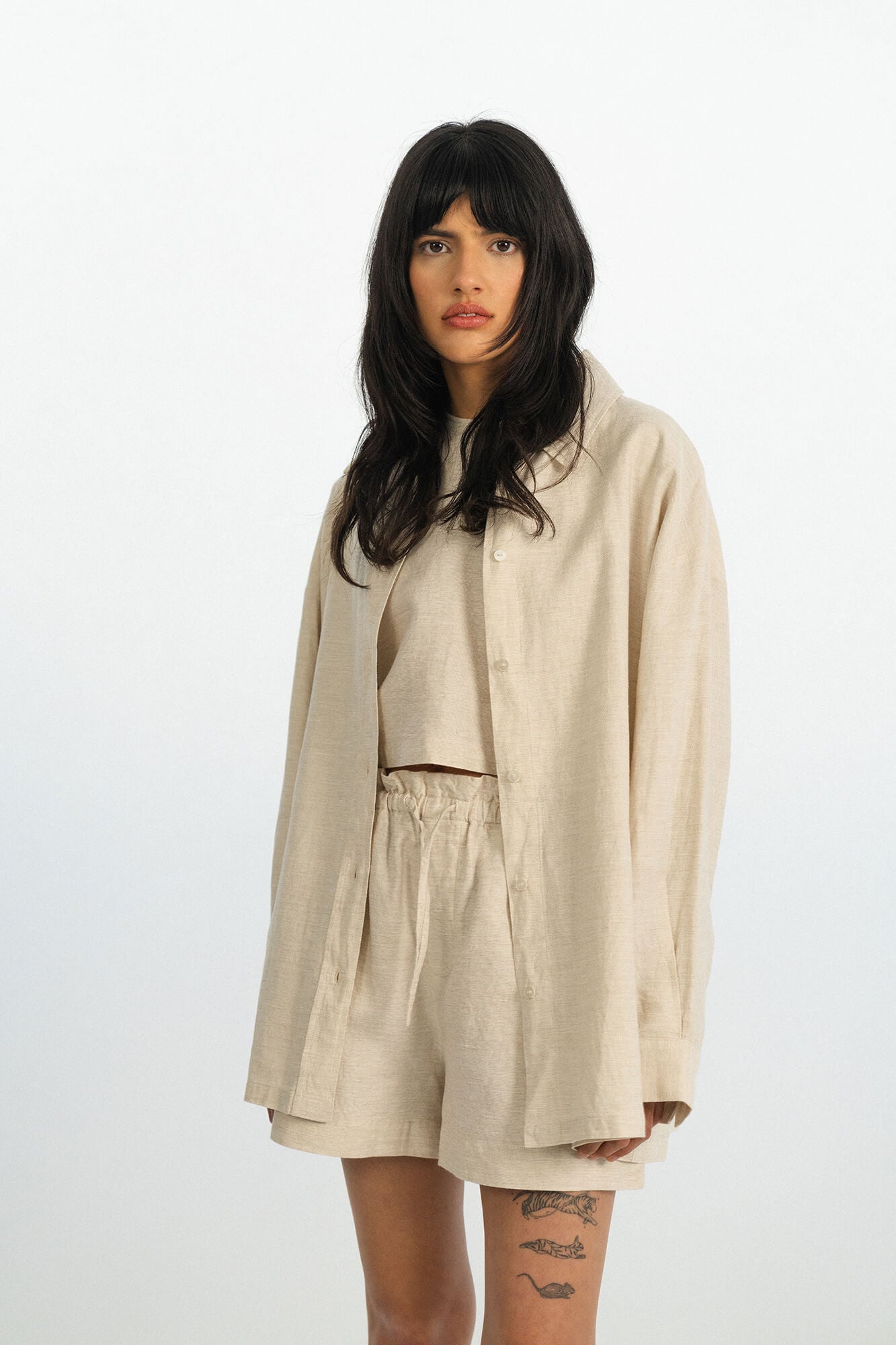 Bluse Linn in Oatmeal von vorne by VIVAL.STUDIO