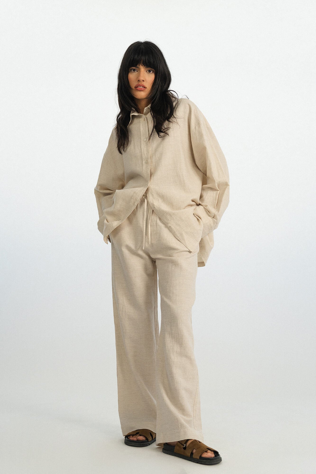 Bluse Linn in Oatmeal von vorne by VIVAL.STUDIO