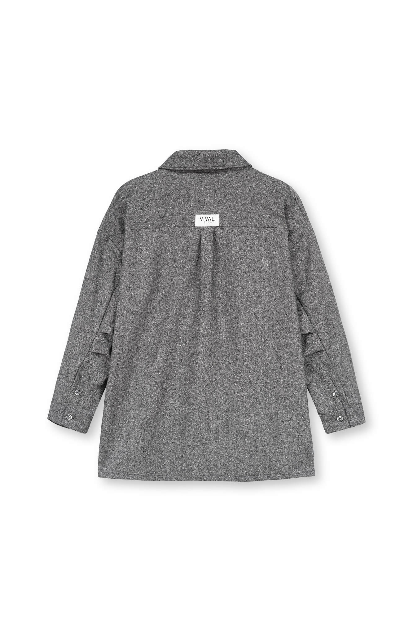 Bluse Hedi in schwarzmeliert von hinten by VIVAL.STUDIO