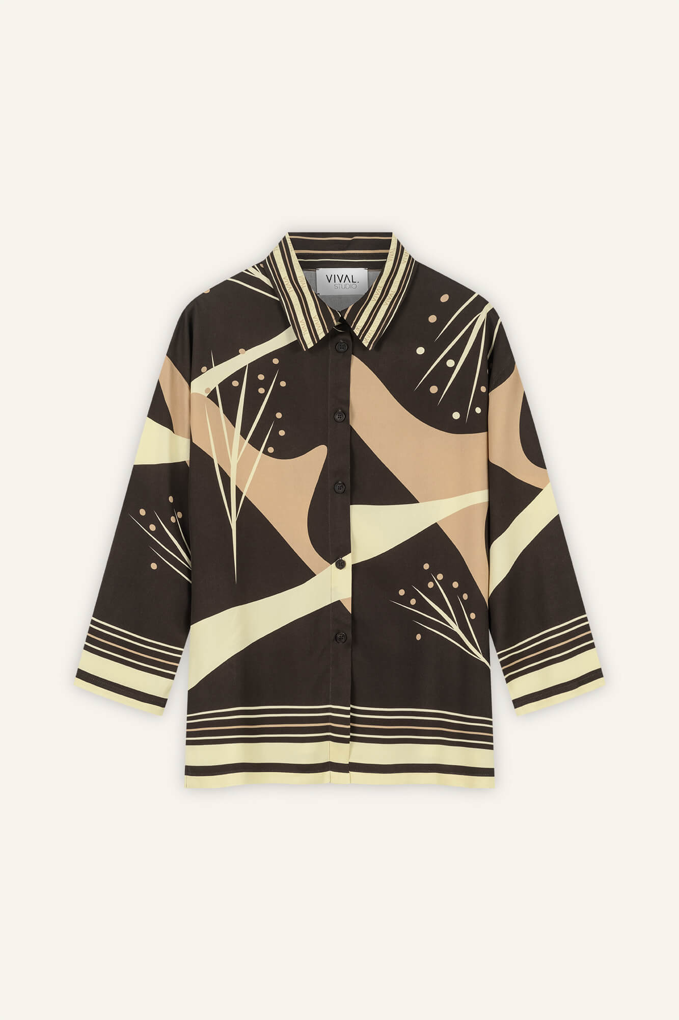 Bluse Pina in Dunkelbraun Butter Mocca von vorne by VIVAL.STUDIO