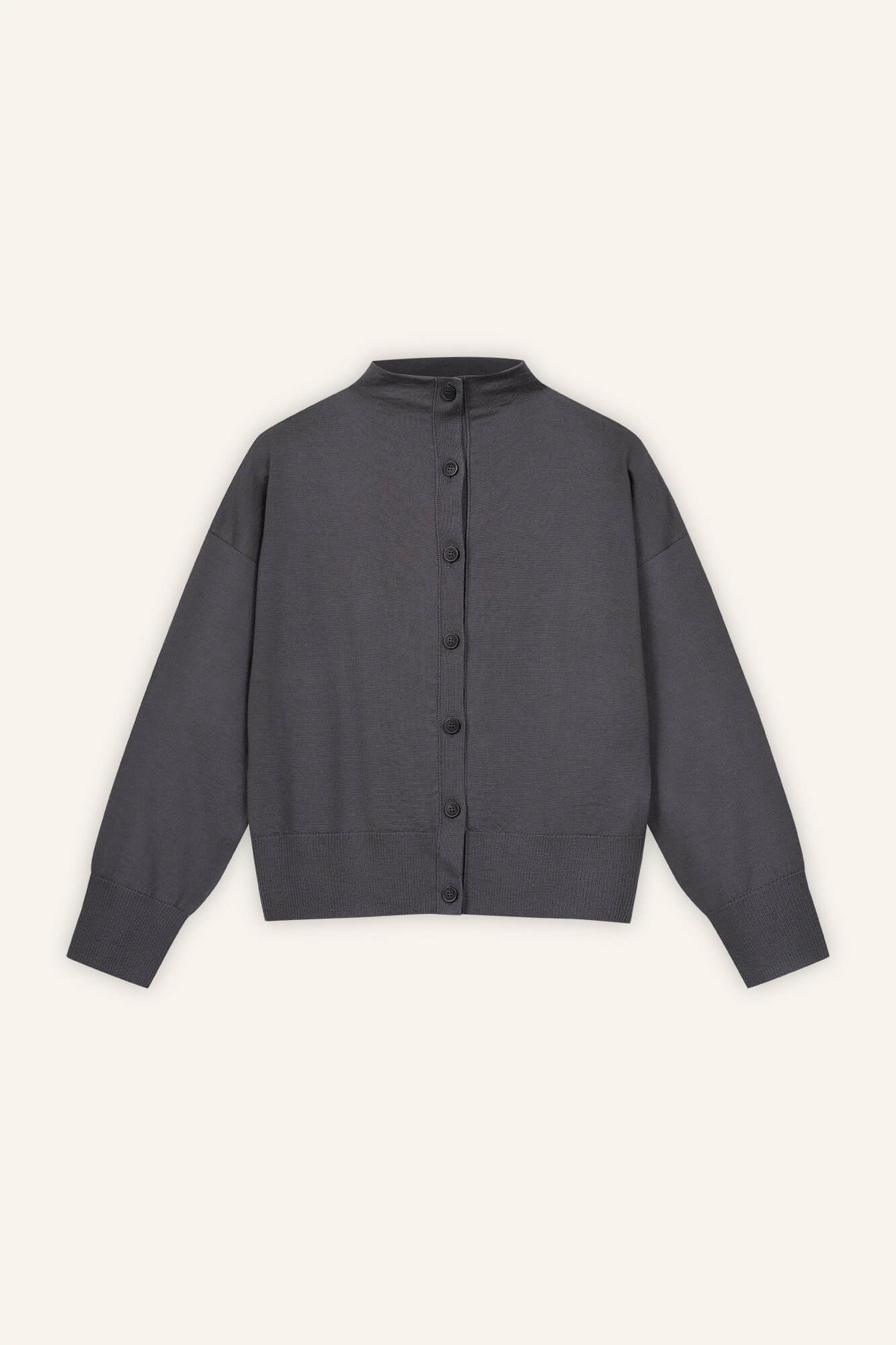 Cardigan Kate in Grau von vorne by VIVAL.STUDIO