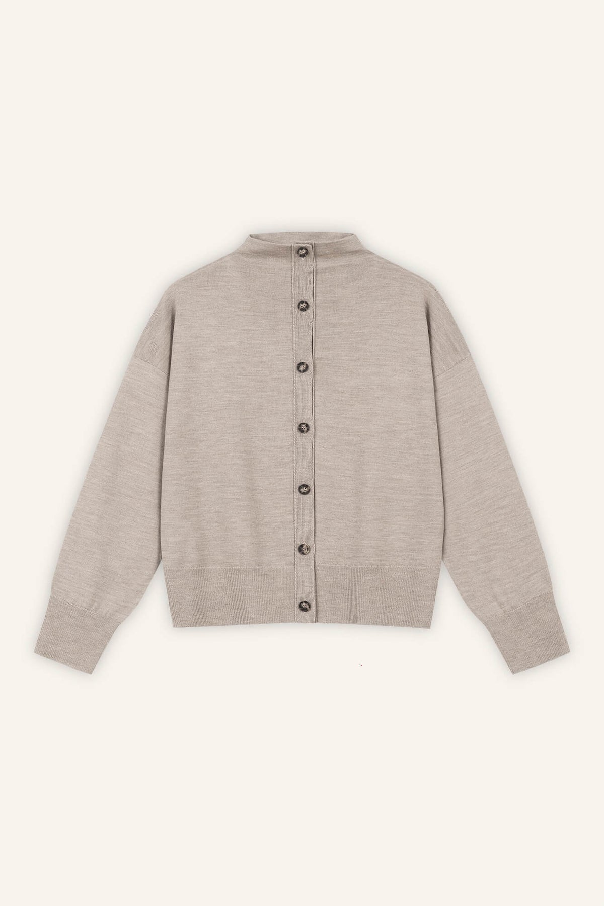 Cardigan Kate in Oatmeal von vorne by VIVAL.STUDIO