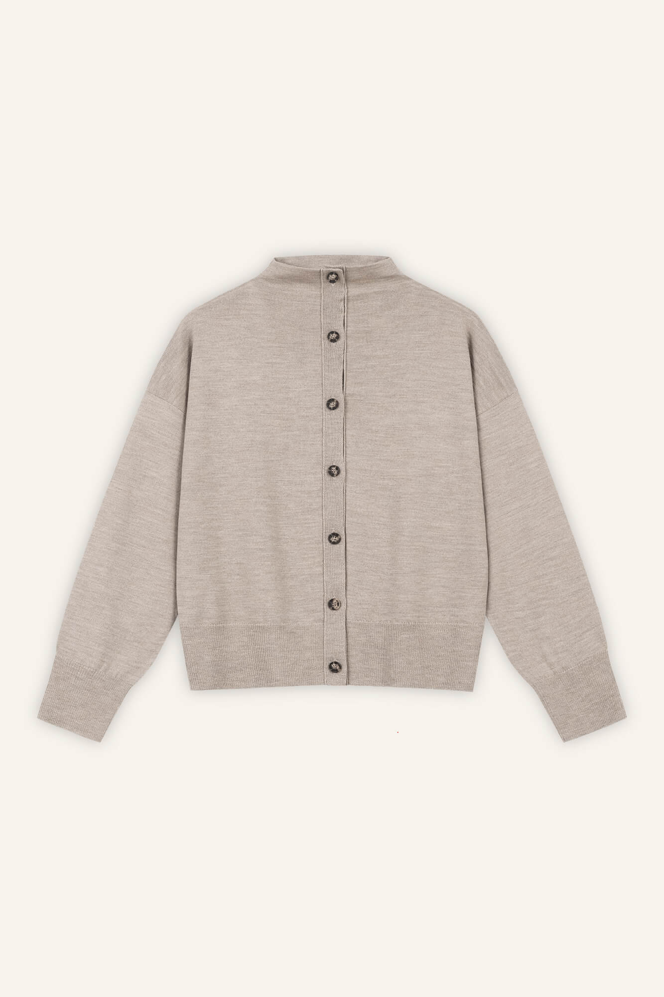 Cardigan Kate in Oatmeal von vorne by VIVAL.STUDIO