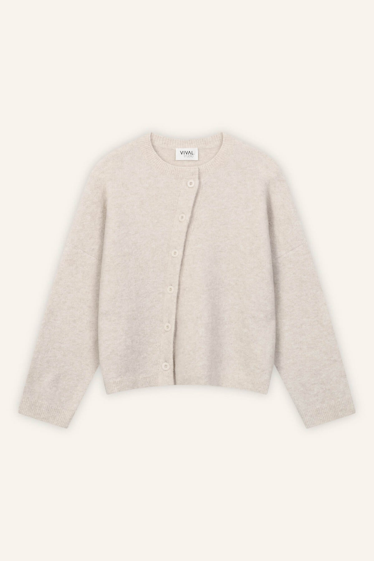 Cardigan Nad in Beige von vorne by VIVAL.STUDIO