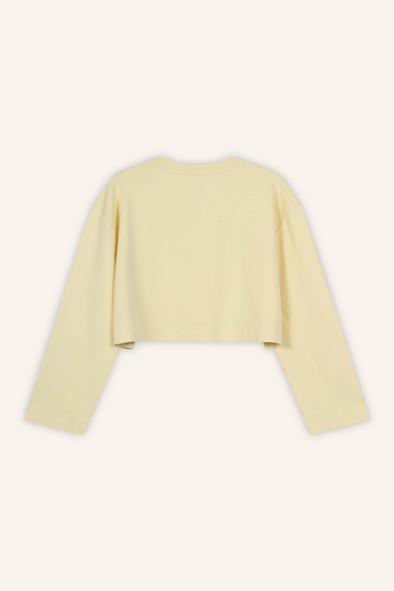 Cropped Langarmshirt Sue in Butter von hinten by VIVAL.STUDIO