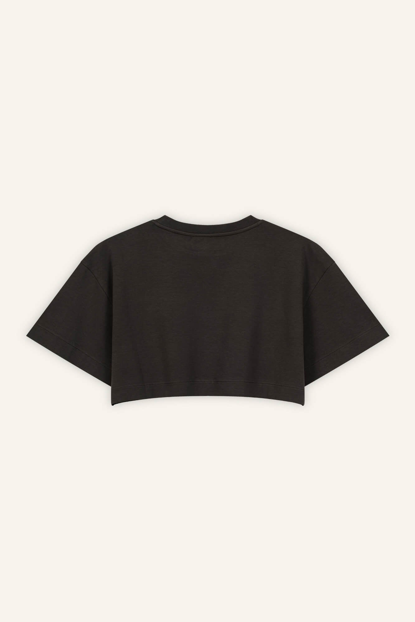 Cropped T-Shirt Sue in Dunkelbraun von hinten by VIVAL.STUDIO