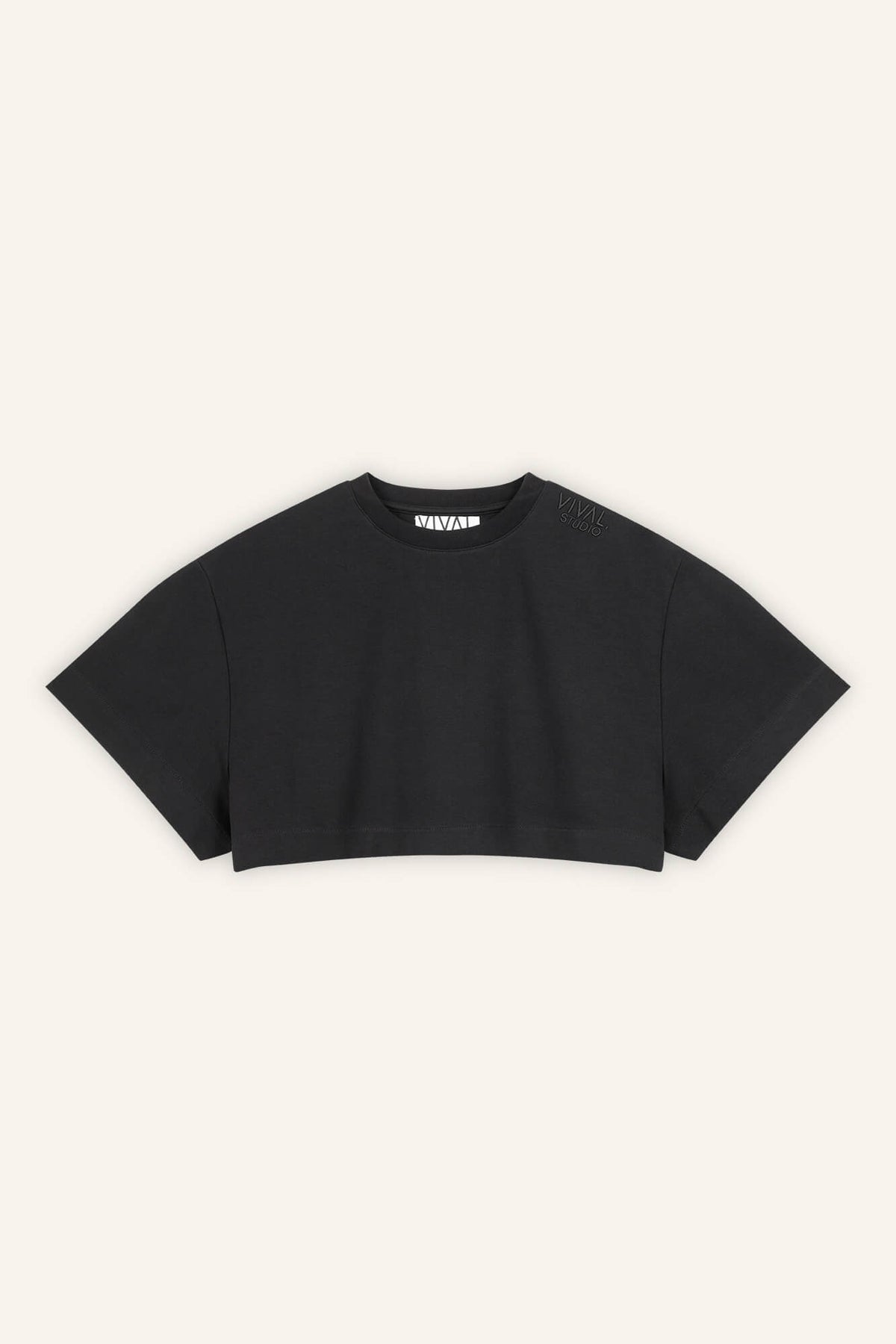 Cropped T-Shirt Sue schwarz front by VivalStudio
