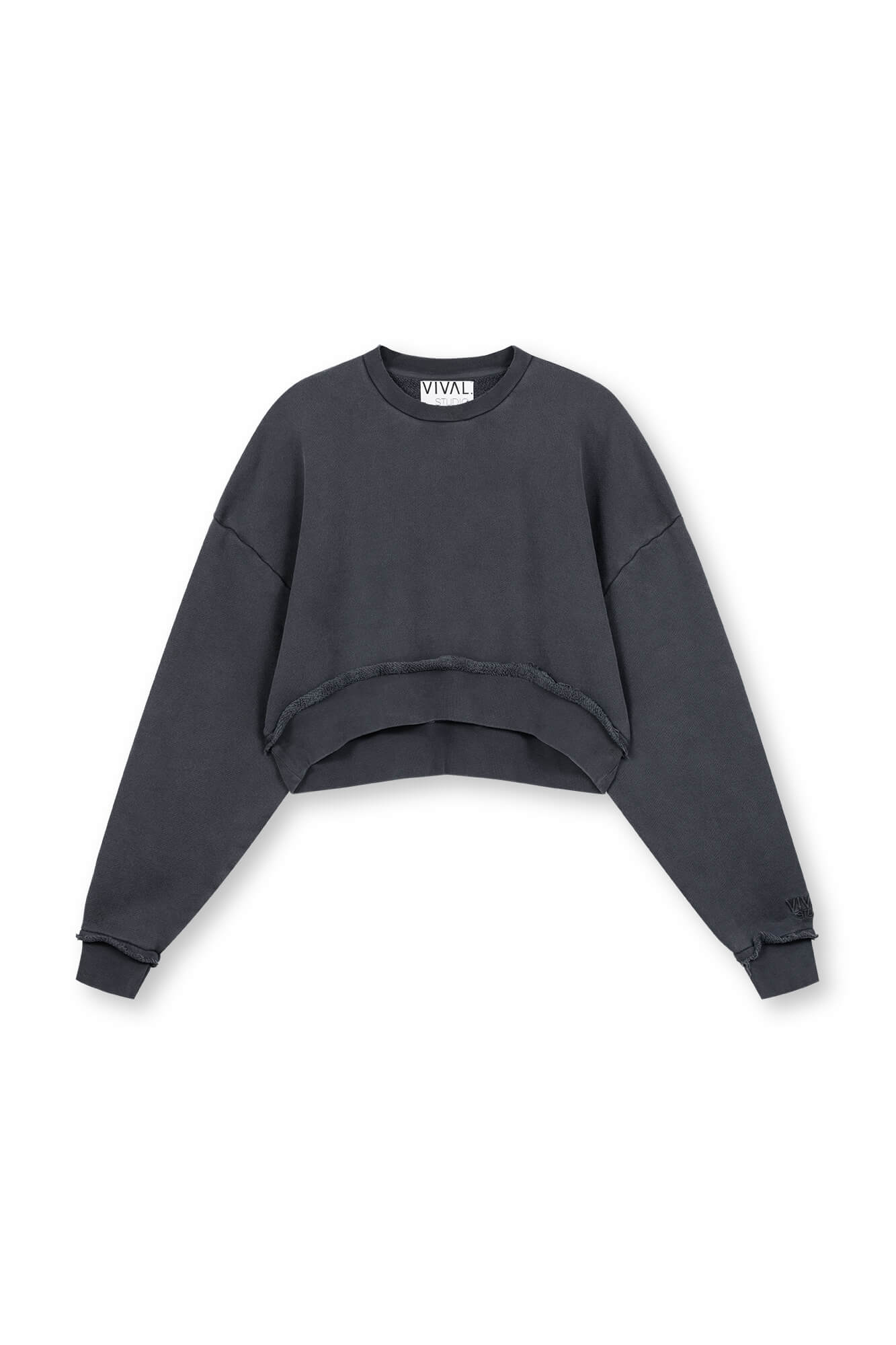 Cropped Sweatshirt Vance von vorne in anthrazit by VIVAL.STUDIO