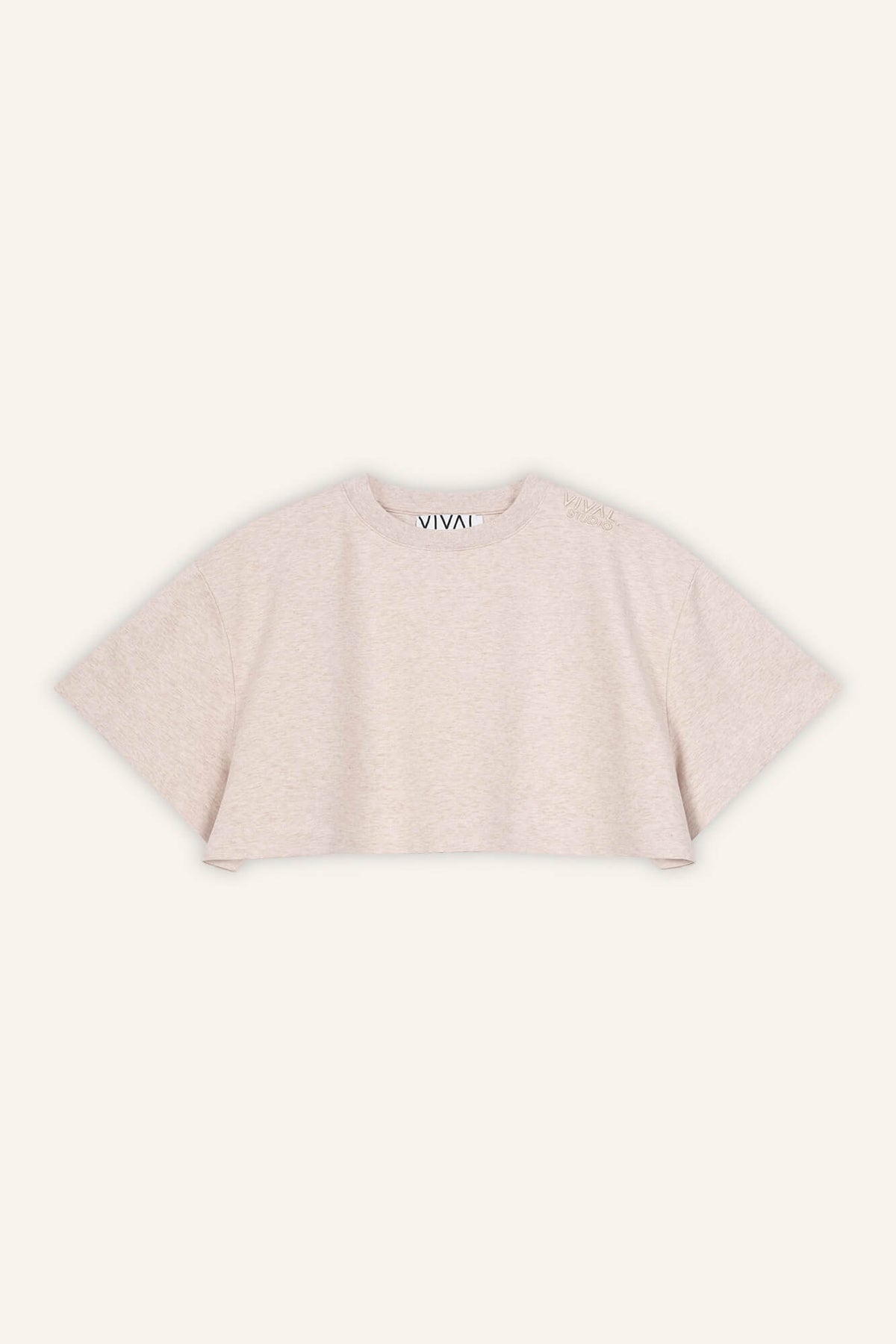 Cropped T-Shirt Sue beige melange front by VivalStudio