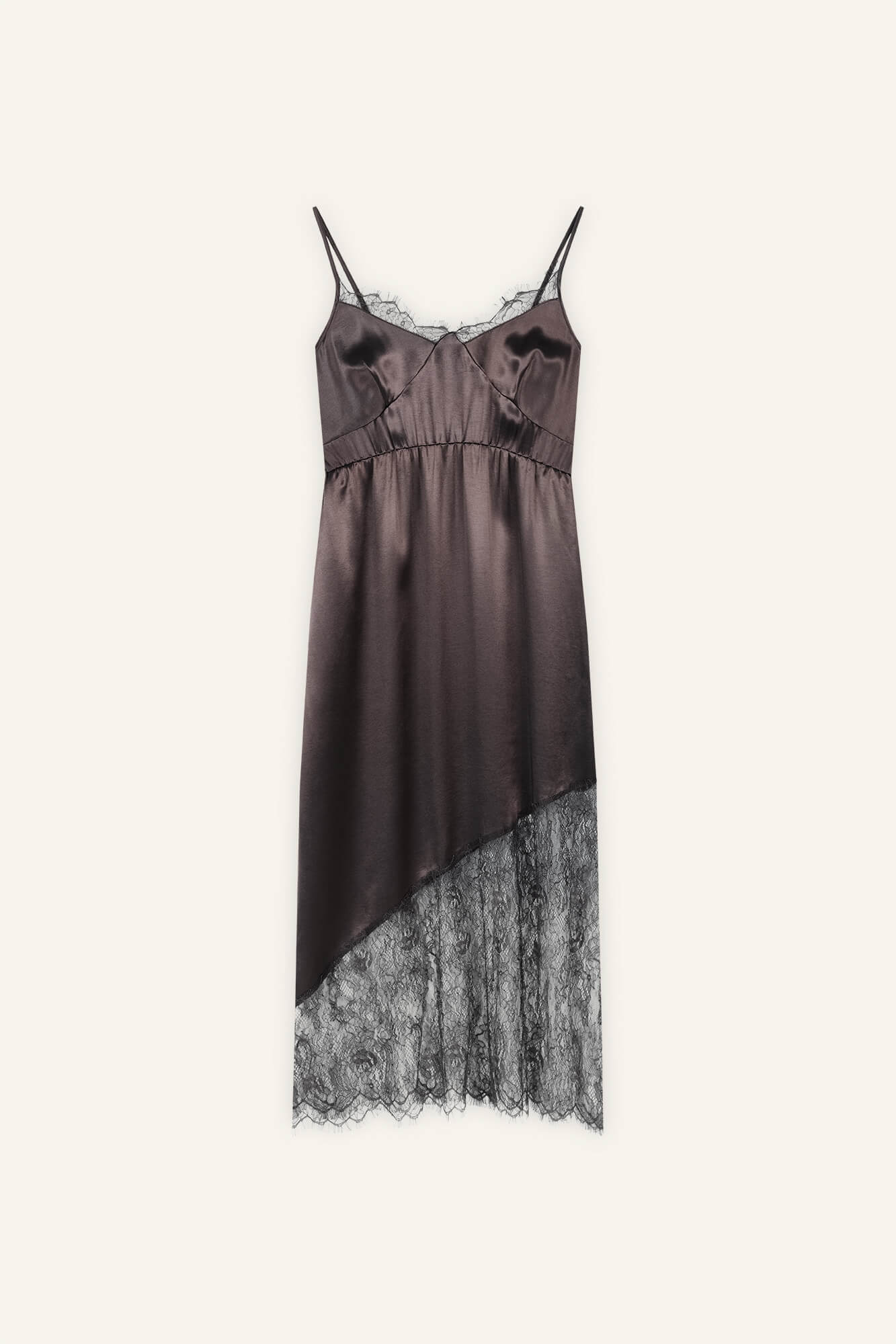 Kleid Lacie in Dunkelbraun von vorne by VIVAL.STUDIO