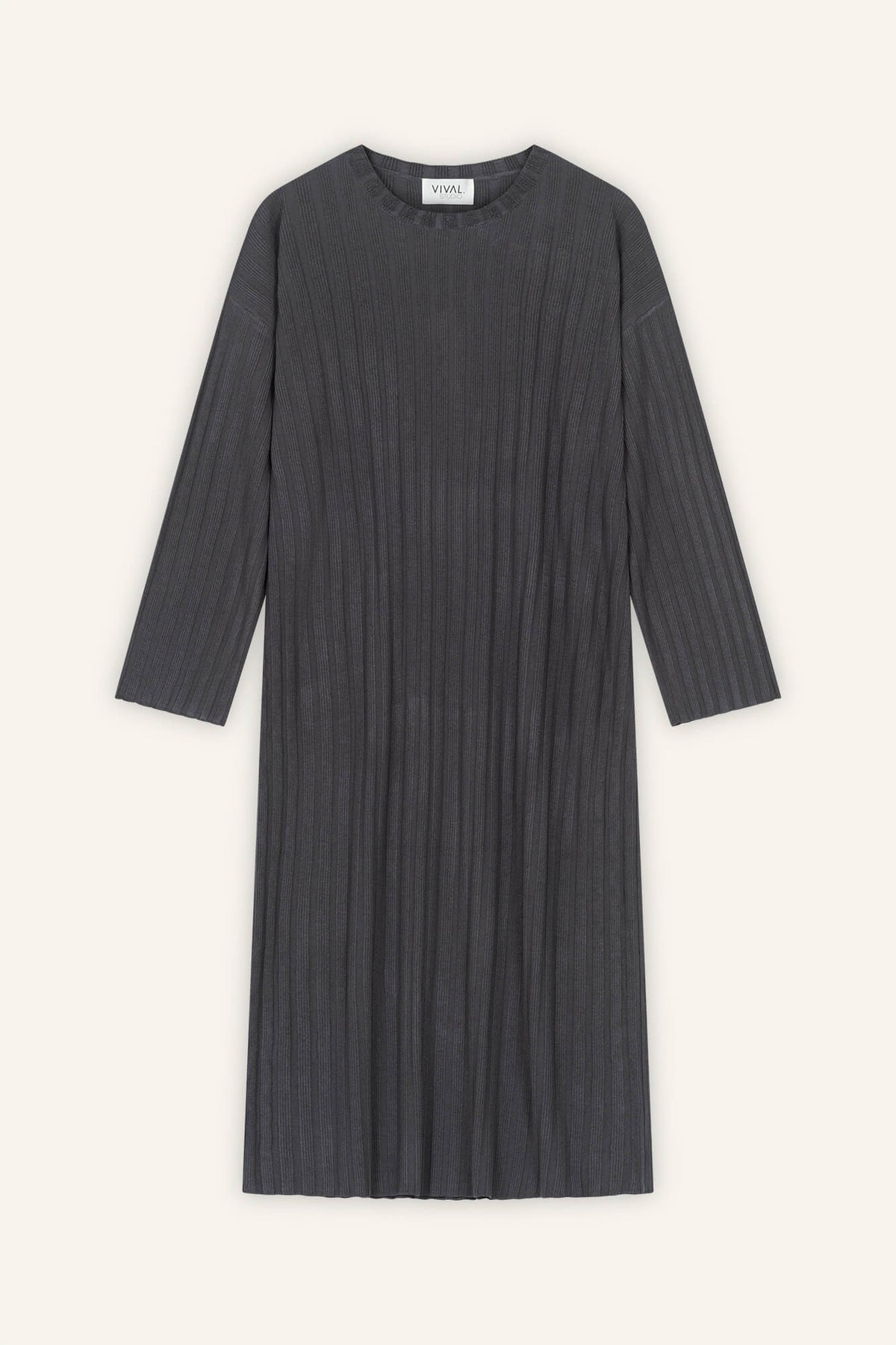 Kleid Romy in Asphalt von vorne by VIVAL.STUDIO
