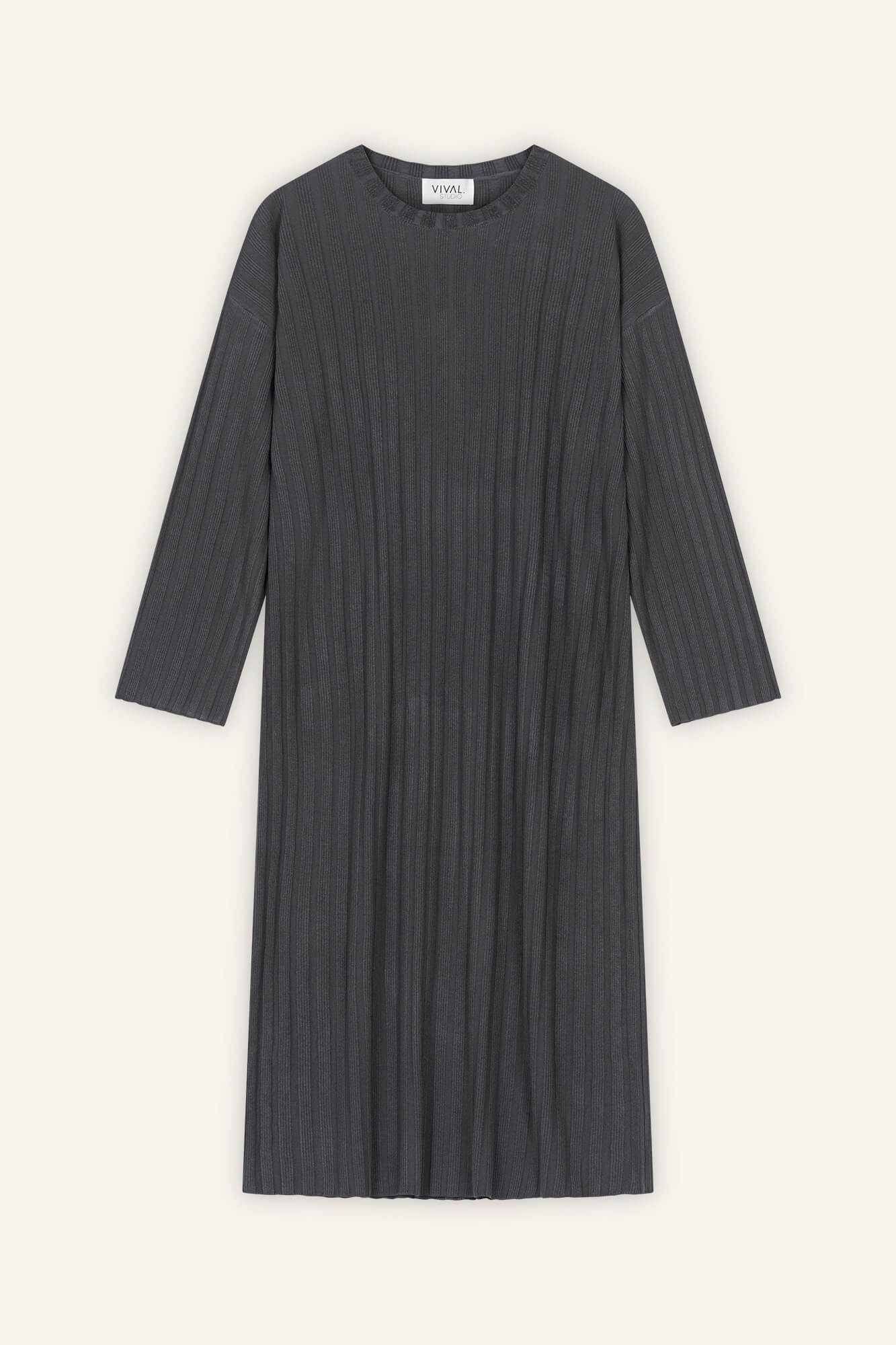 Kleid Romy in Asphalt von vorne by VIVAL.STUDIO