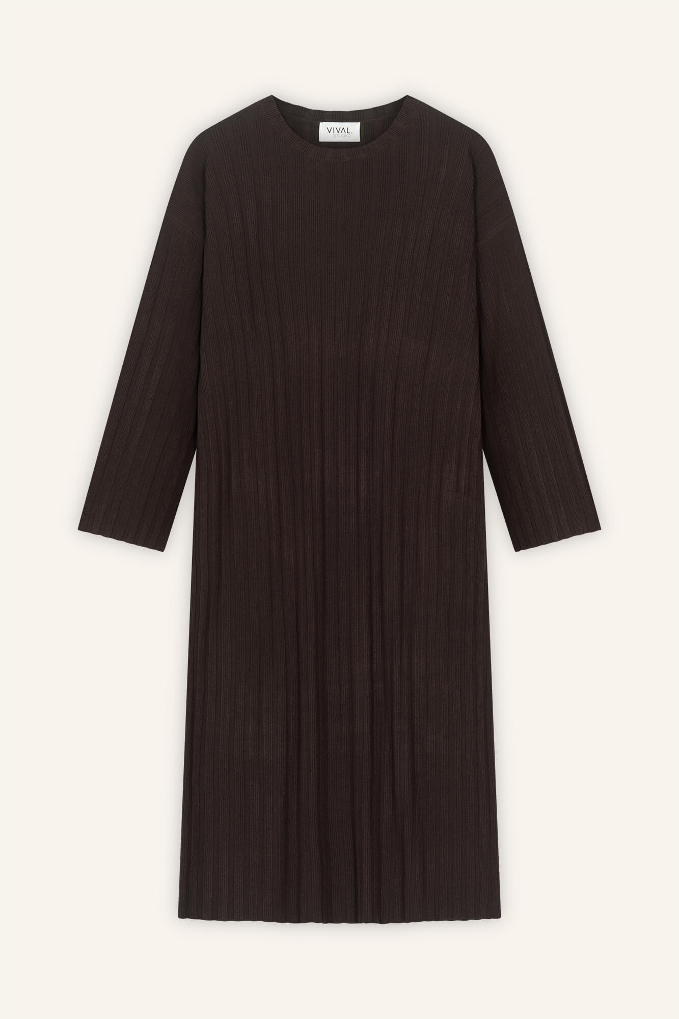 Kleid Romy in Dunkelbraun von vorne by VIVAL.STUDIO