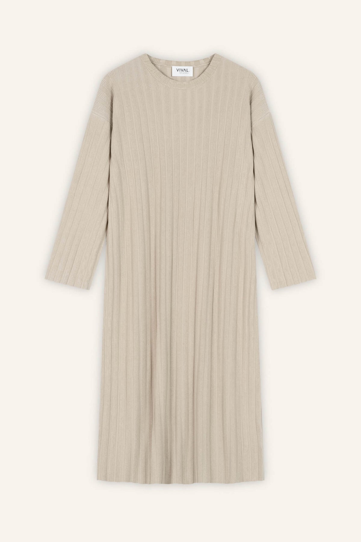 Kleid Romy in Oatmeal von vorne by VIVAL.STUDIO