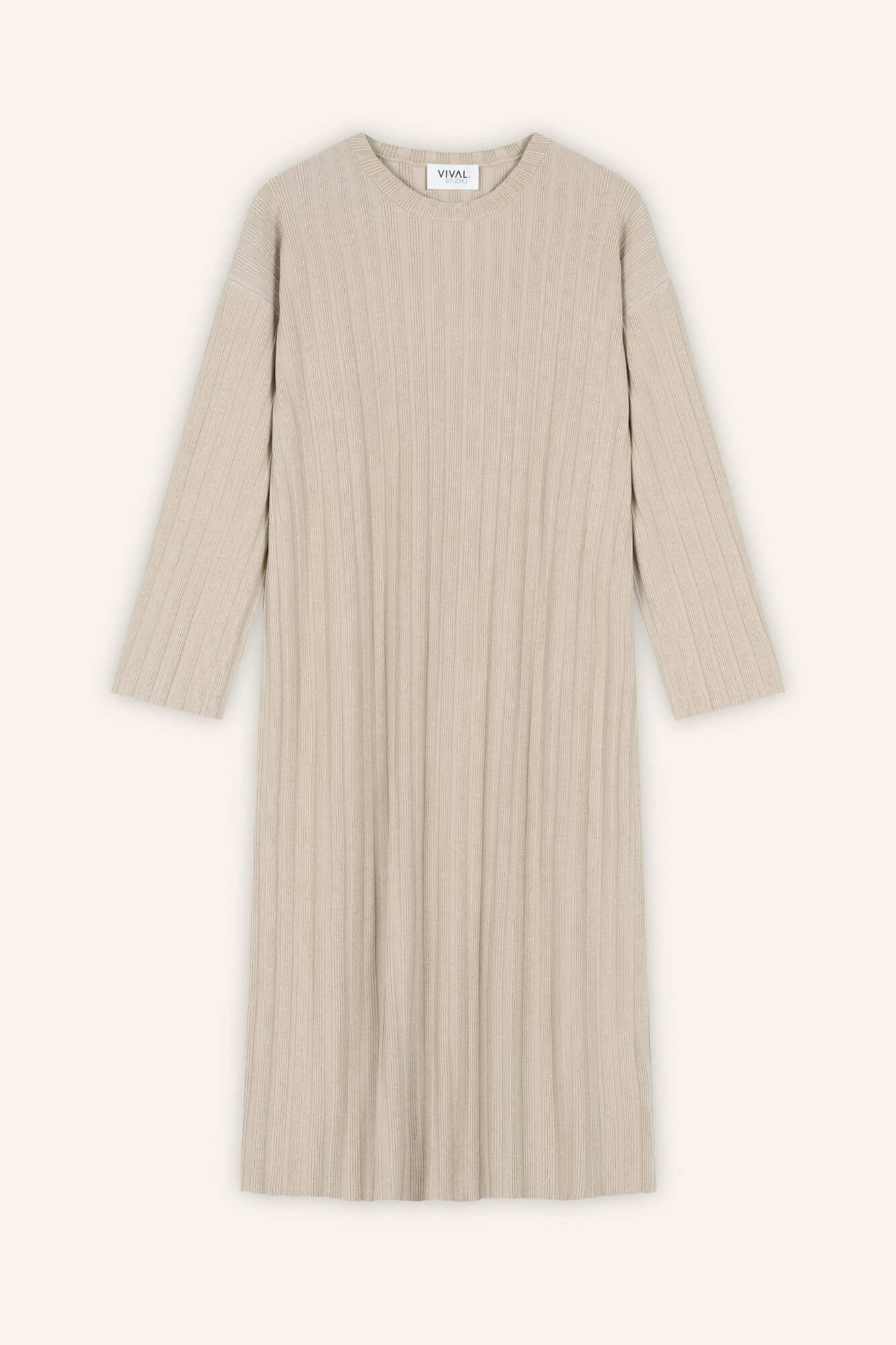 Kleid Romy in Oatmeal von vorne by VIVAL.STUDIO