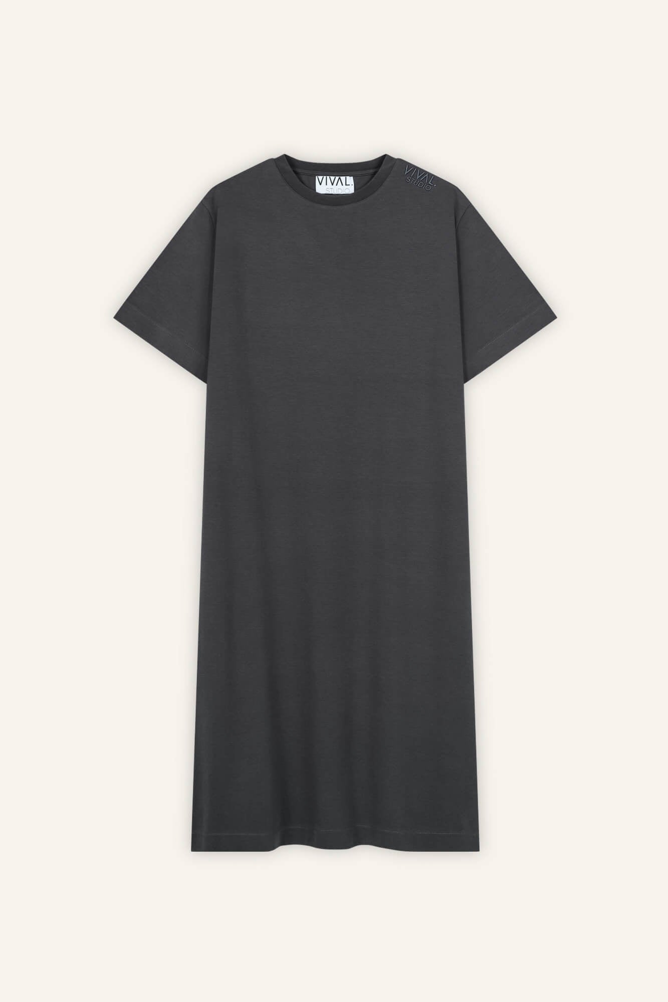 Kleid Sue in Asphalt von vorne by VIVAL.STUDIO