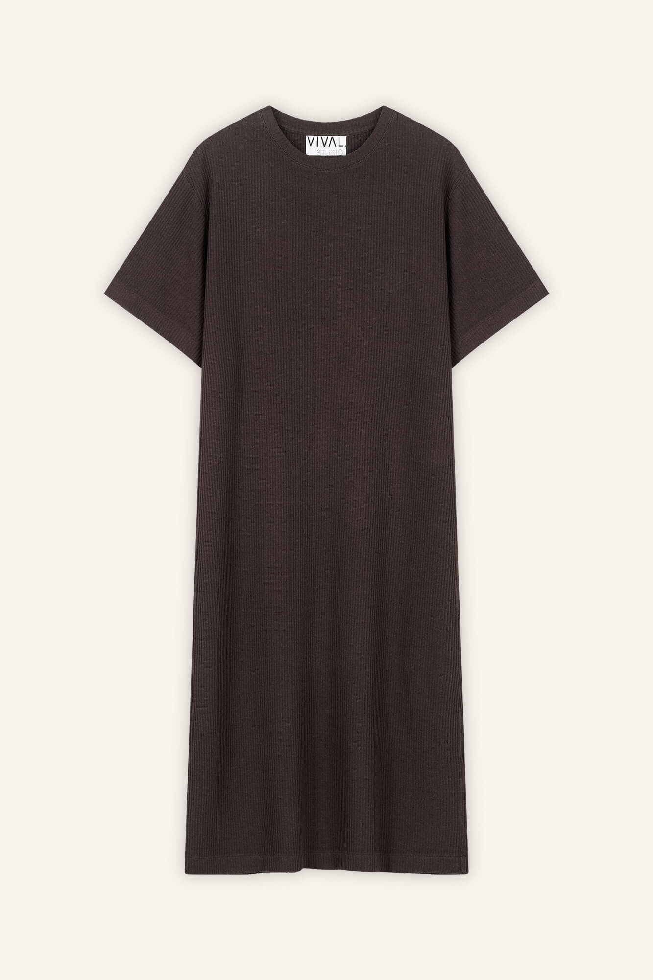 Kleid Skye in Dunkelbraun von vorne by VIVAL.STUDIO