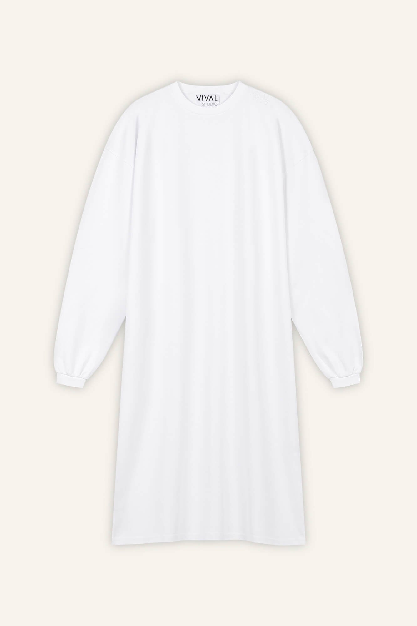 Langarmkleid Sue in Weiß von vorne by VIVAL.STUDIO