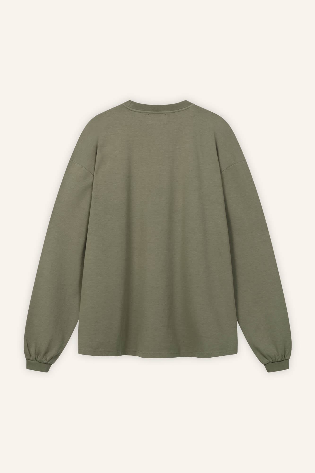 Langarmshirt Sue in Oliv von hinten by VIVAL.STUDIO