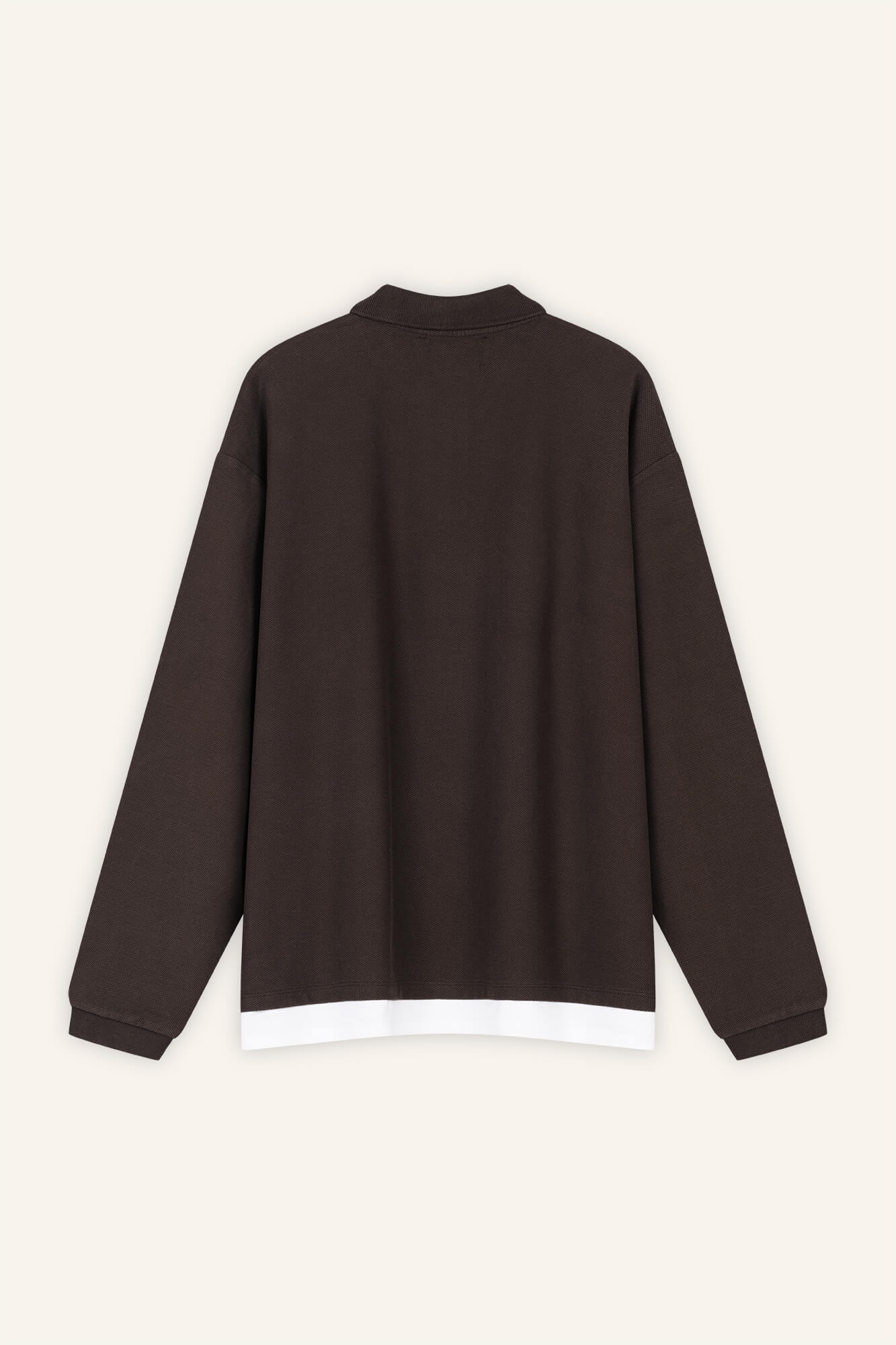 Langarmshirt mit Polokragen Pat in Dunkelbraun von hinten by VIVAL.STUDIO