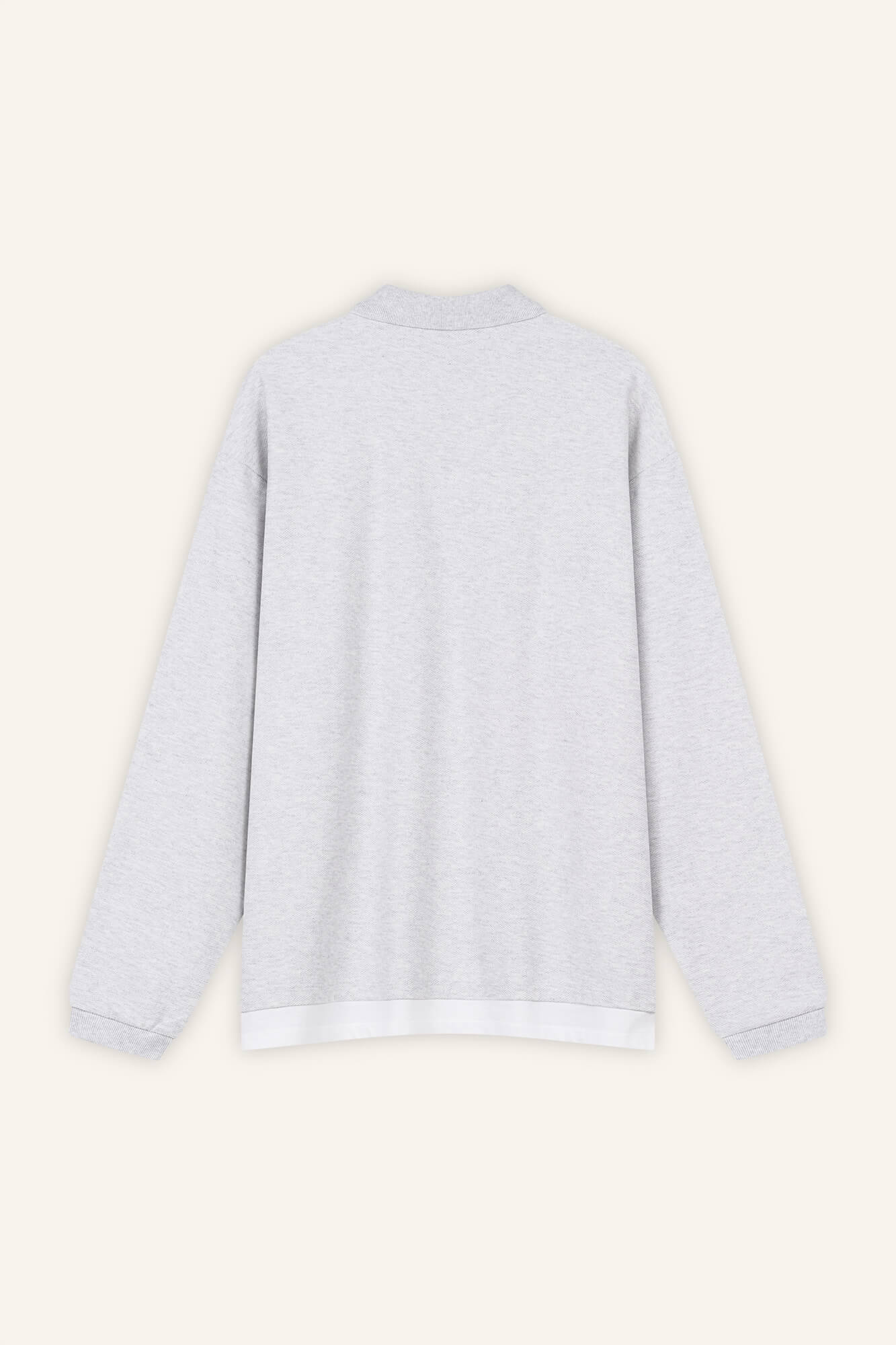 Langarmshirt mit Polokragen Pat in Hellgrau Melange von hinten by VIVAL.STUDIO