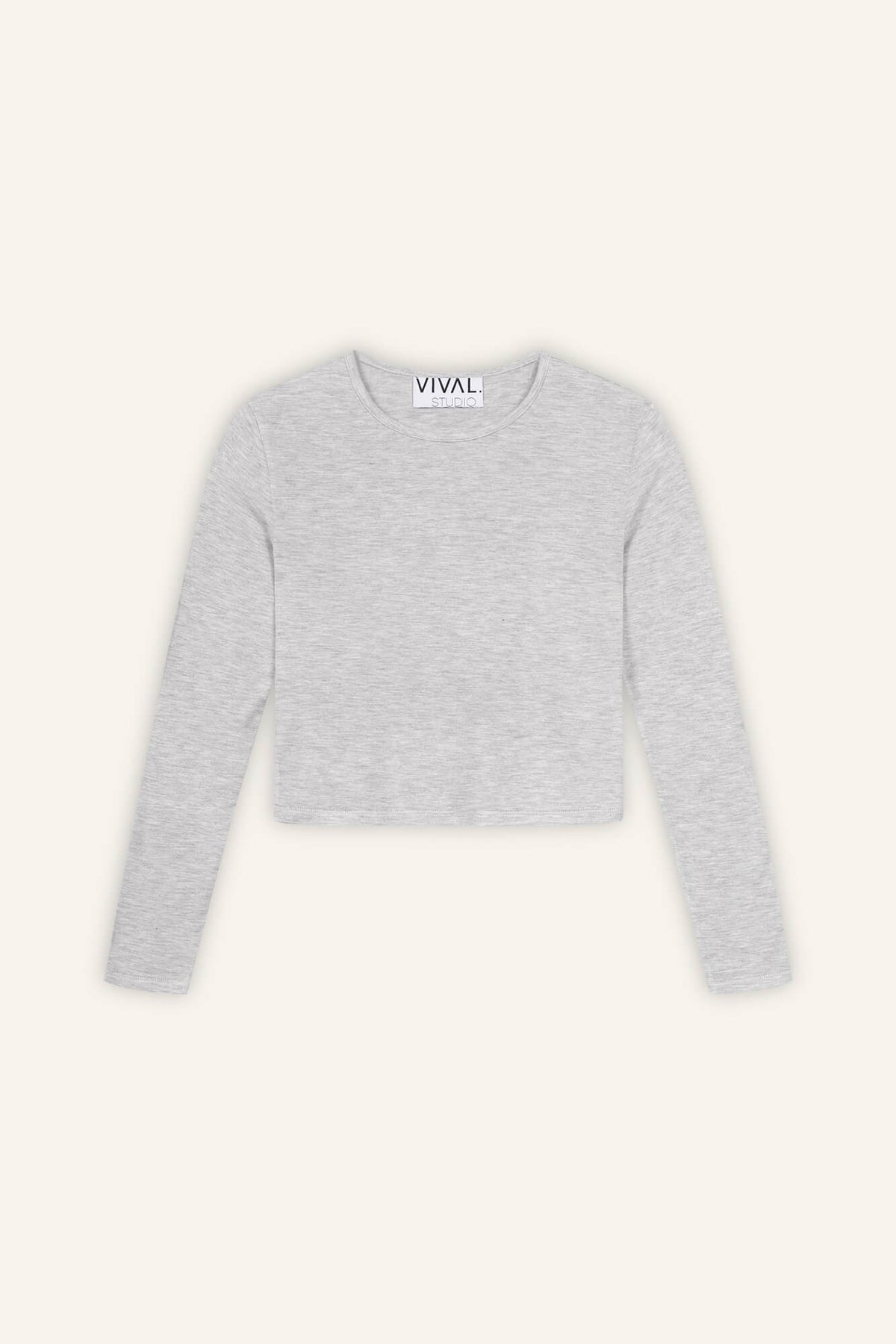 Langarmshirt Mona hellgrau melange front by VivalStudio