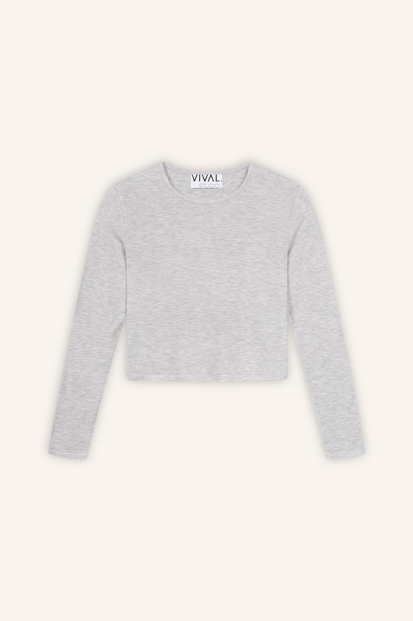 Langarmshirt Mona hellgrau melange front by VivalStudio