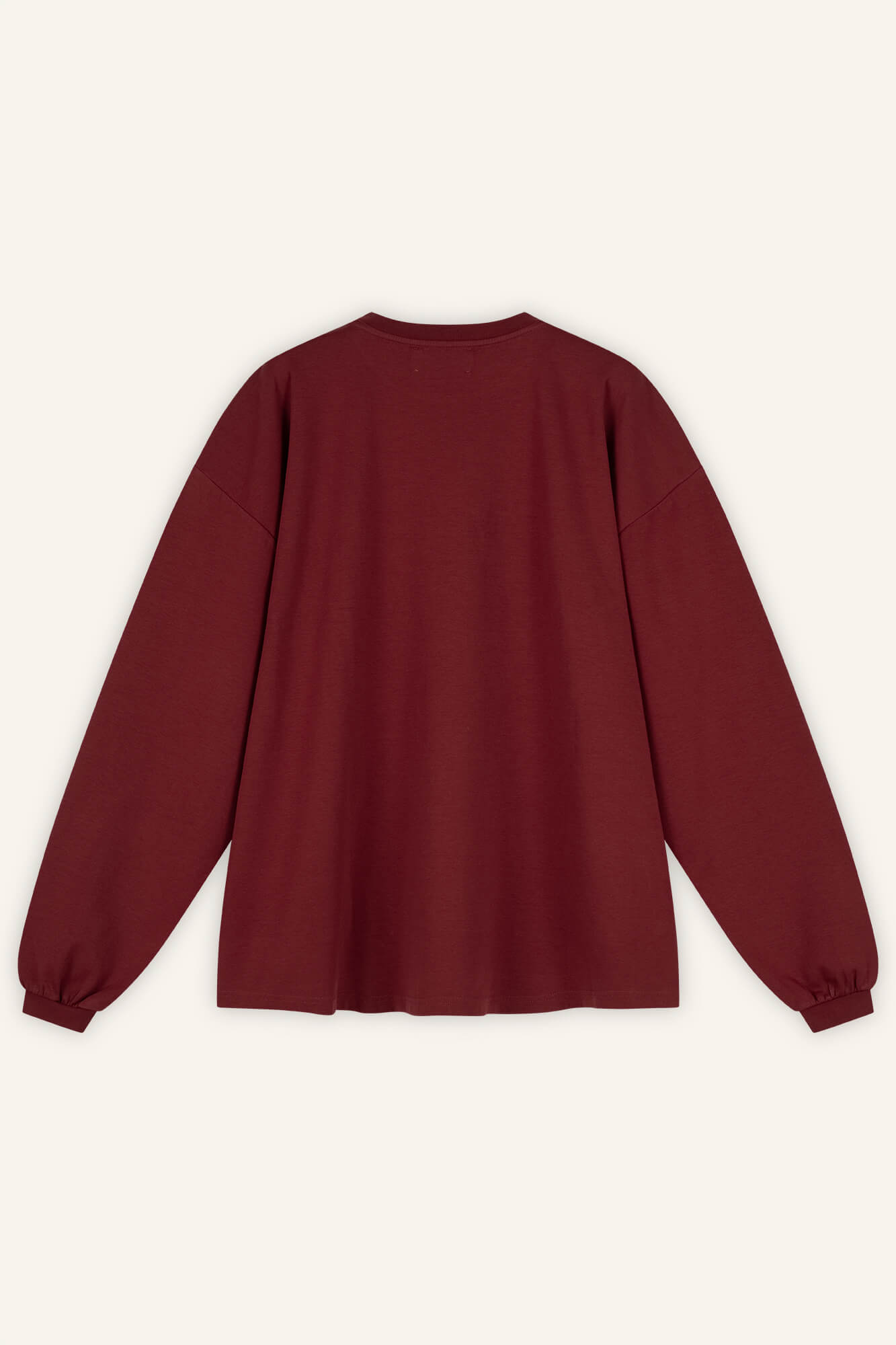Langarmshirt Sue in Burgundy von hinten by VIVAL.STUDIO