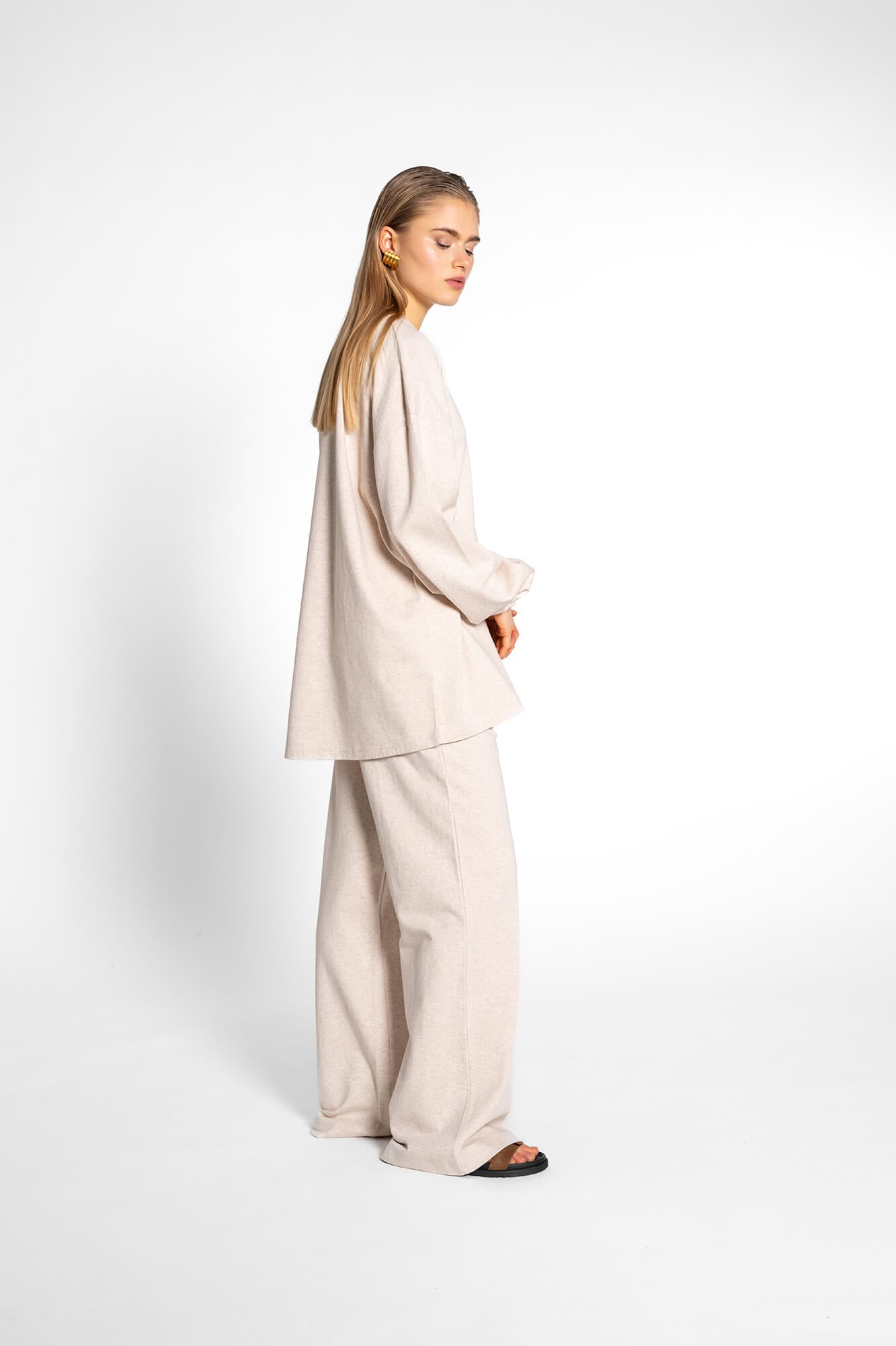 Langarmshirt Sue in Beige Melange by VIVAL.STUDIO