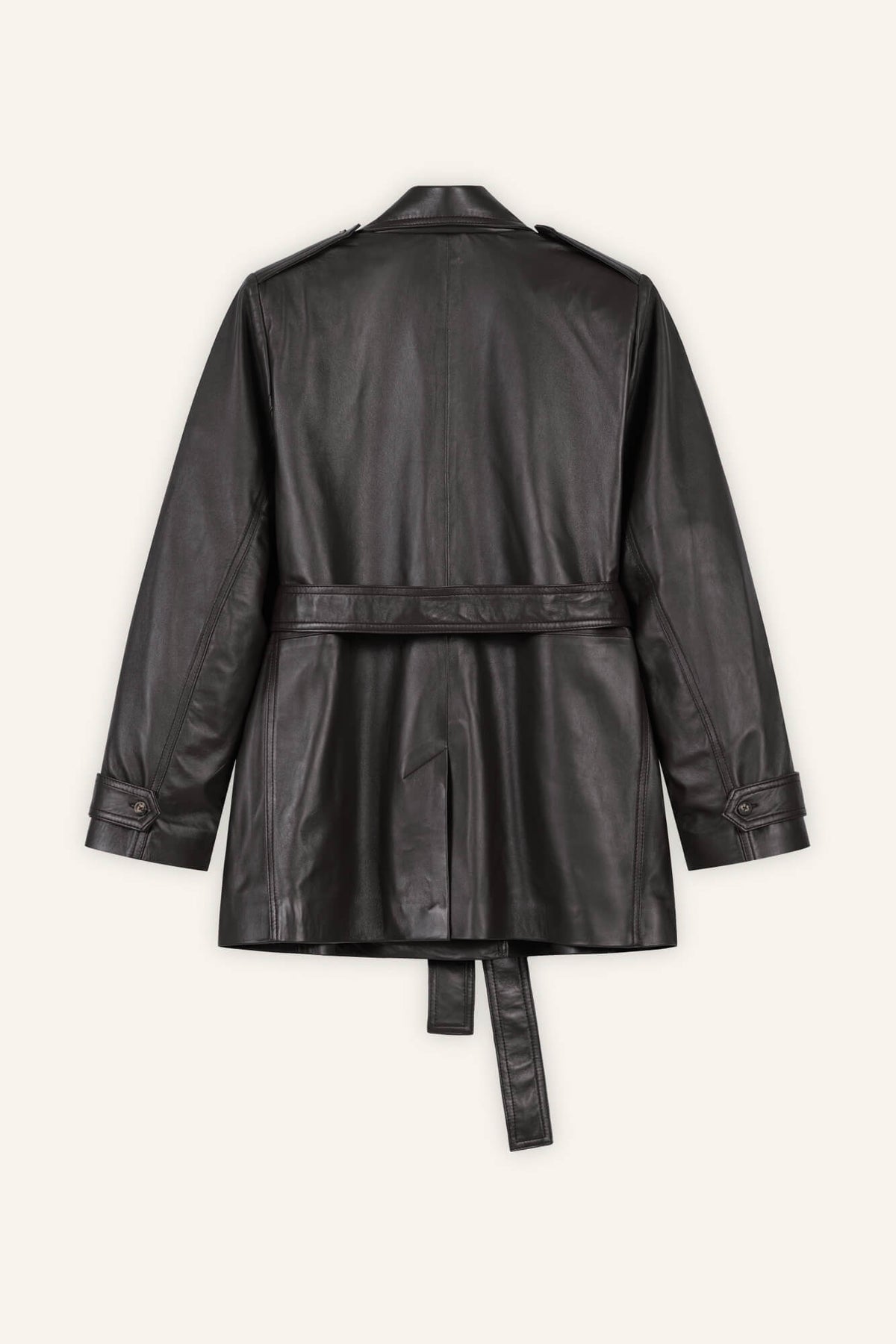 Lederjacke Laja in Dunkelbraun von hinten by VIVAL.STUDIO