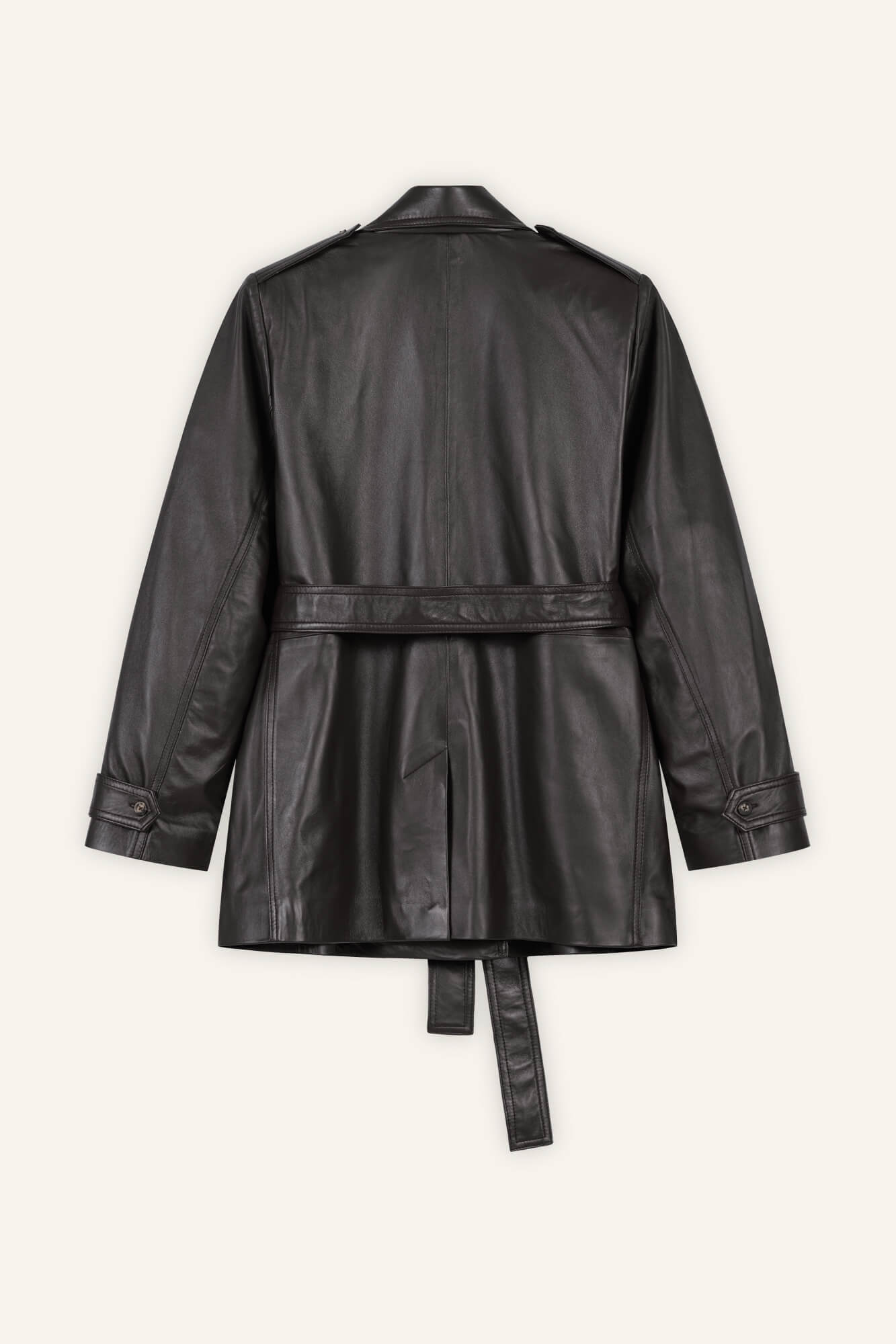 Lederjacke Laja in Dunkelbraun von hinten by VIVAL.STUDIO