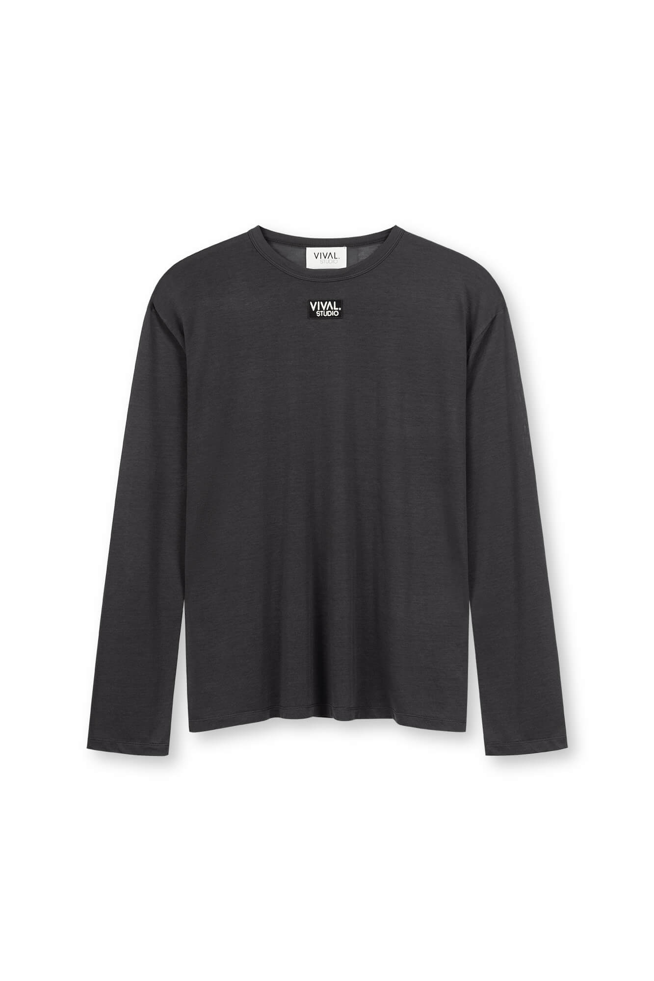 Langarmshirt Rose in anthrazit von vorne by VIVAL.STUDIO