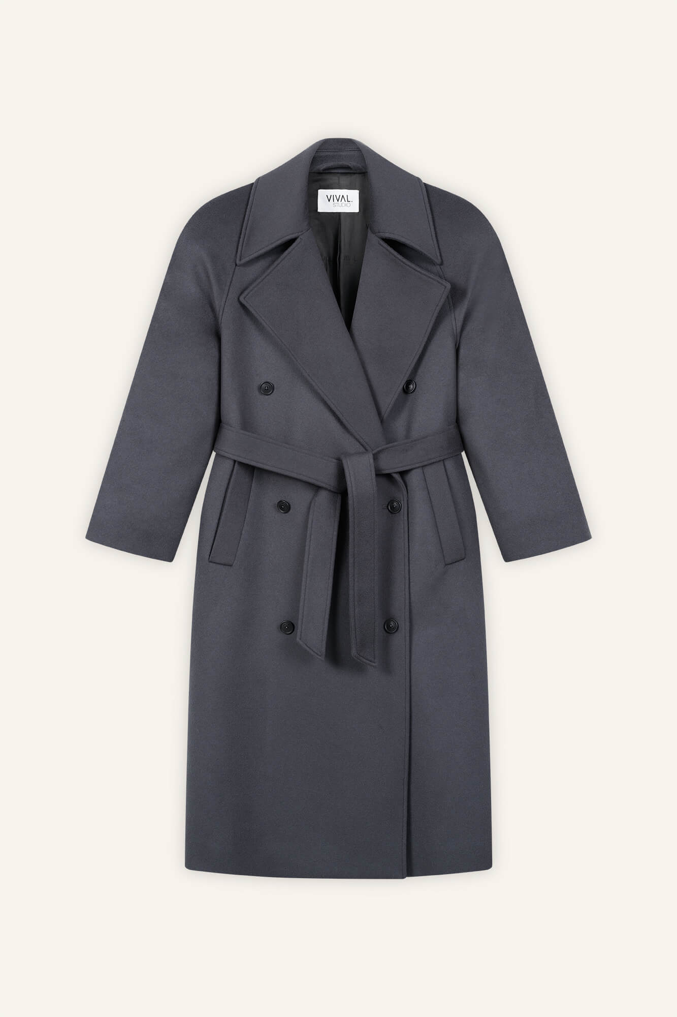 Mantel Gia in Anthrazit von vorne by VIVAL.STUDIO