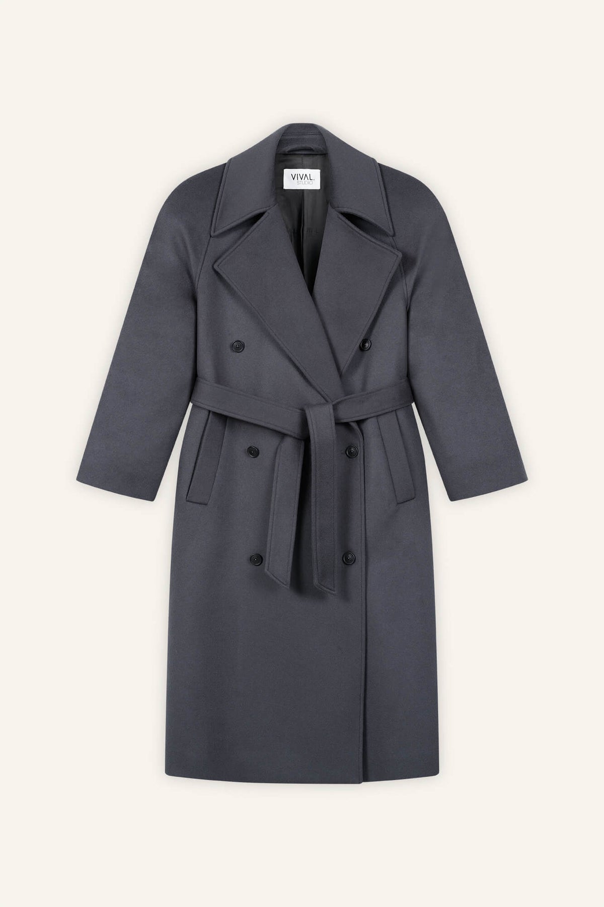 Mantel Gia in Anthrazit von vorne by VIVAL.STUDIO