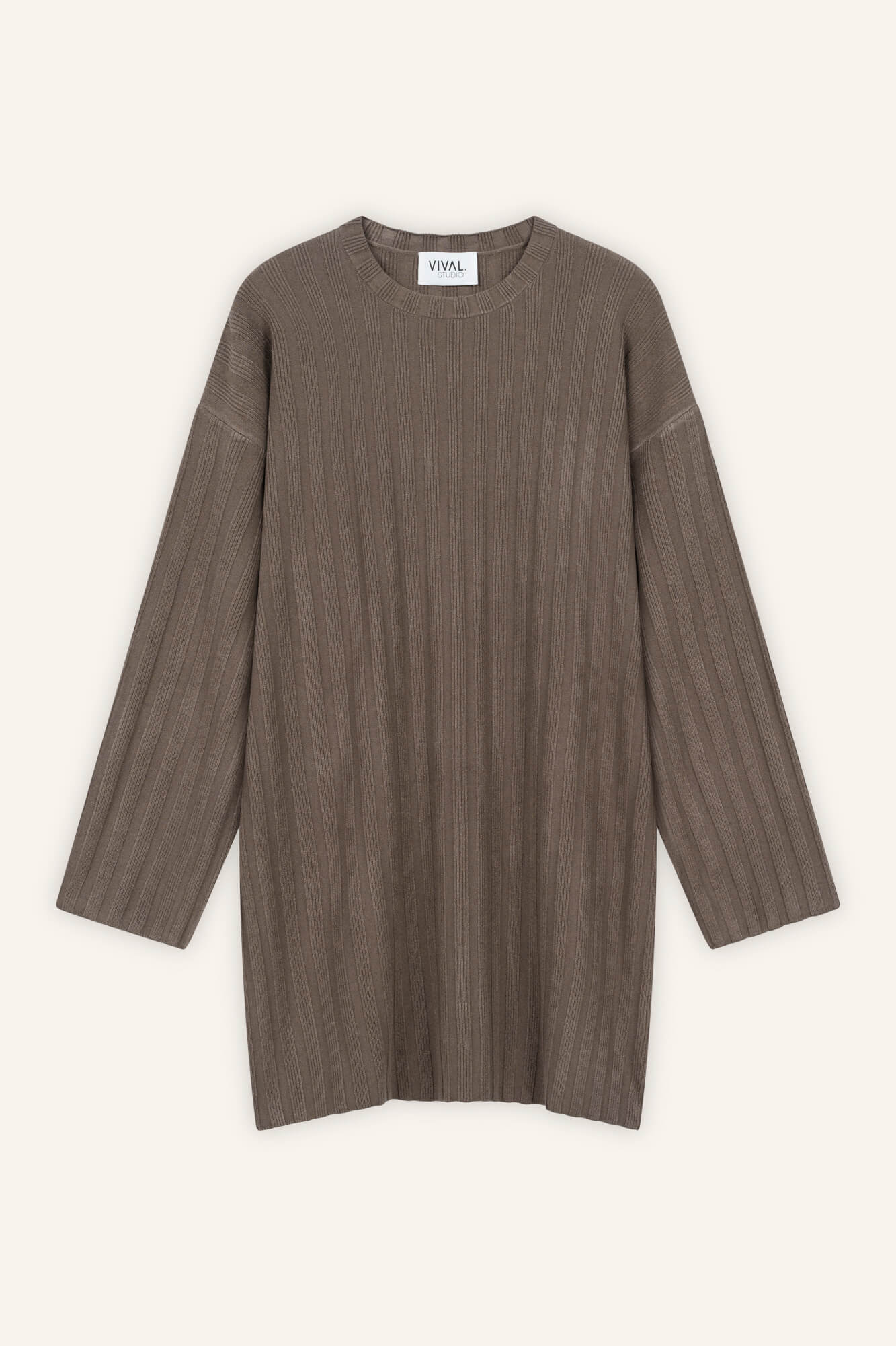 Minikleid Romy in Nougat von vorne by VIVAL.STUDIO