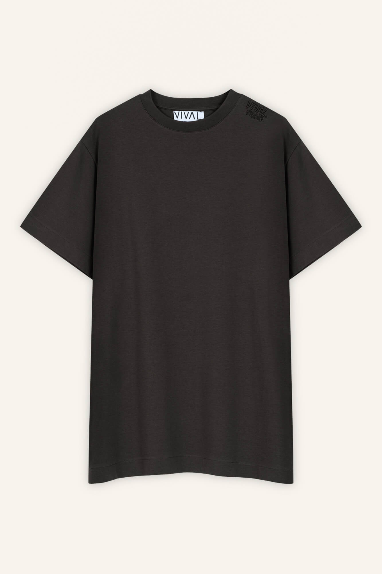 Minikleid Sue in Dunkelbraun von vorne by VIVAL.STUDIO