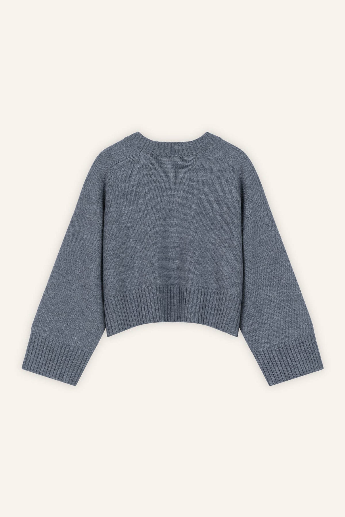 Pullover Liz in Grau Melange von hinten by VIVAL.STUDIO