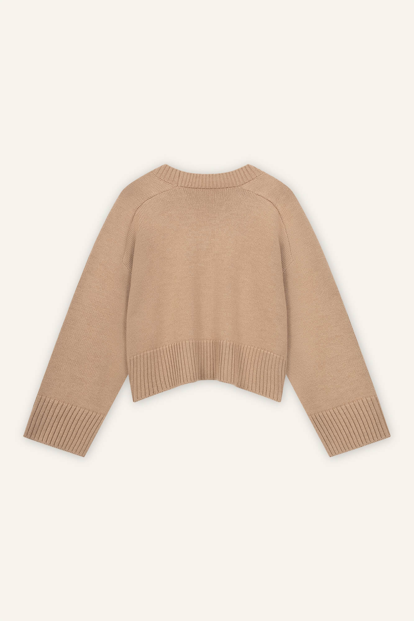 Pullover Liz in camelmelange von hinten by VIVAL.STUDIO