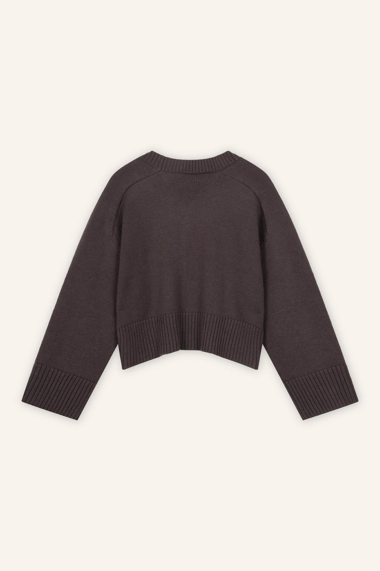 Pullover Liz in dunkelbraun melange von hinten by VIVAL.STUDIO