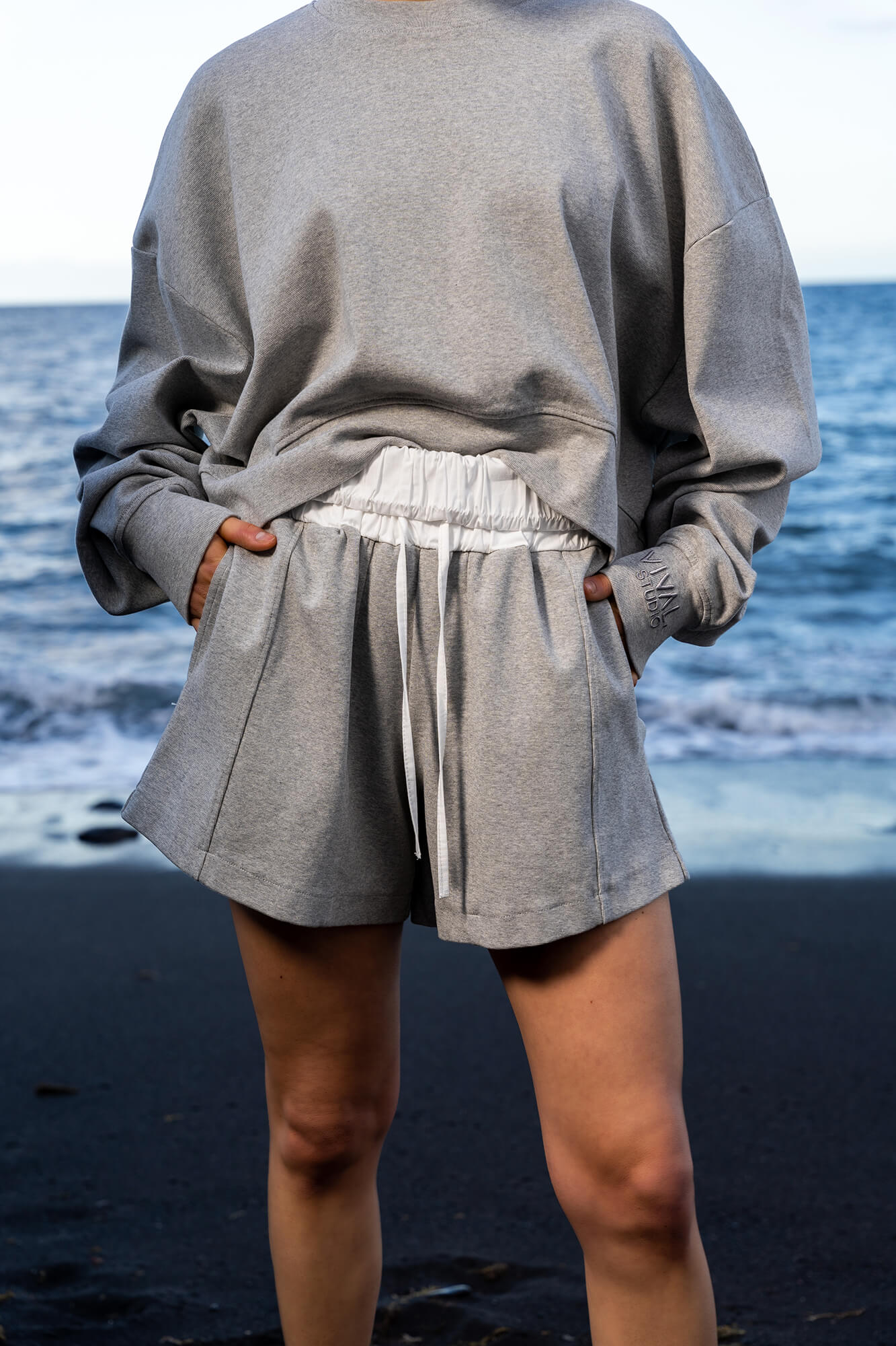 Shorts Gray in grau-melange by VIVAL.STUDIO
