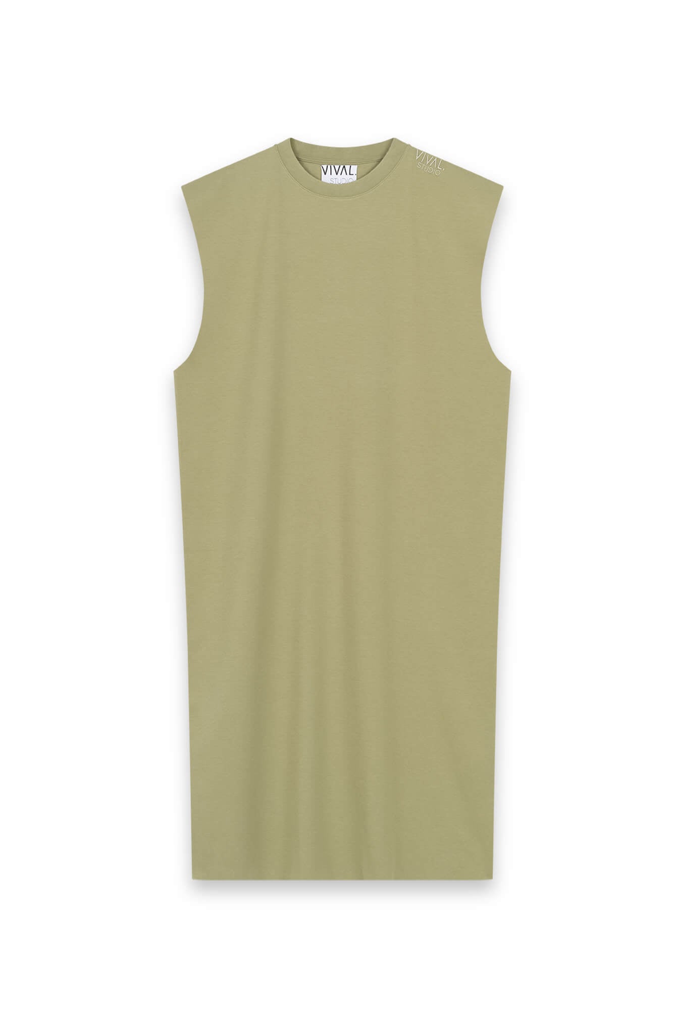 Kleid Sue von vorne in oliv by VIVAL.STUDIO