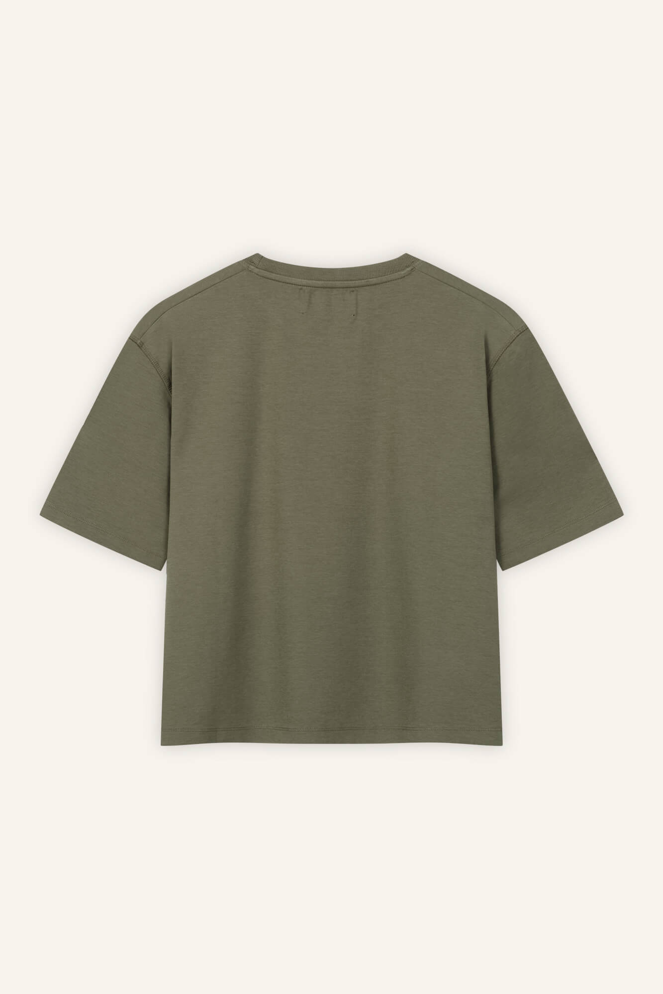 T-Shirt Lou in Oliv von hinten by VIVAL.STUDIO