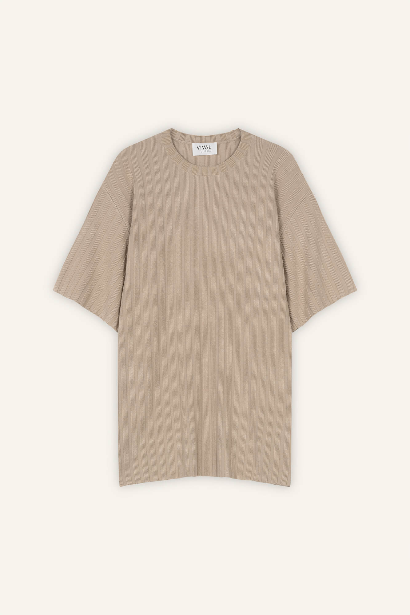 T-Shirt Romy in Oatmeal von vorne by VIVAL.STUDIO