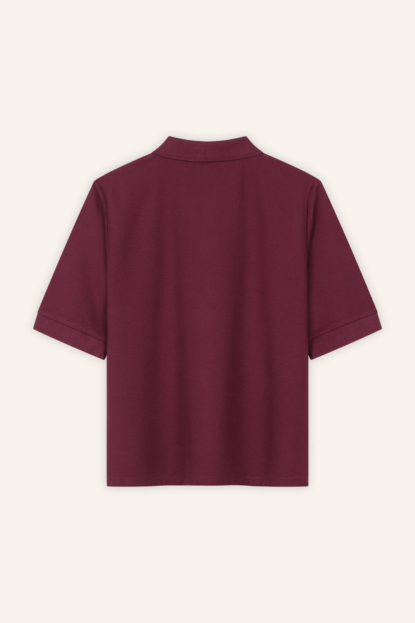T-Shirt mit Polokragen Pat in Burgundy von hinten by VIVAL.STUDIO