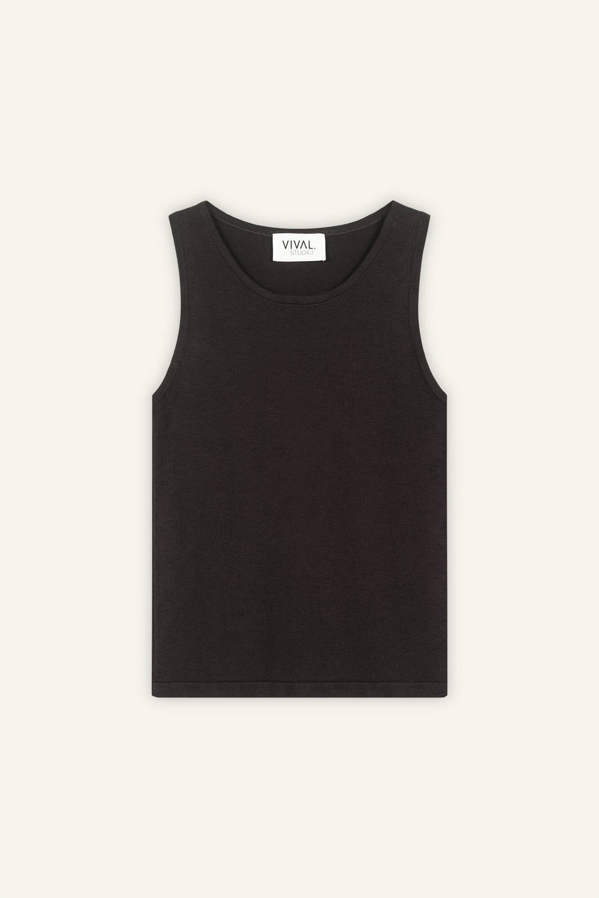 Tank Top Rim in Dunkelbraun von vorne by VIVAL.STUDIO