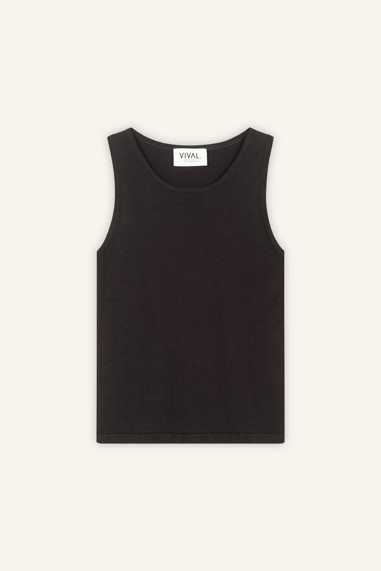 Tank Top Rim in Dunkelbraun von vorne by VIVAL.STUDIO