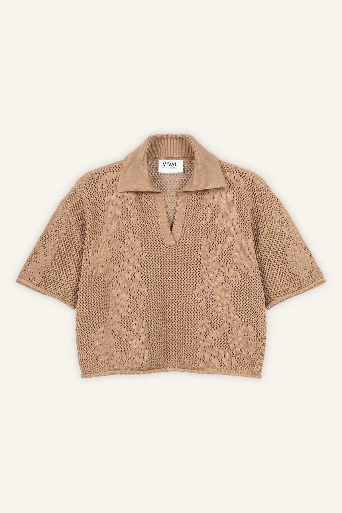 Top Clea in Mocca von vorne by VIVAL.STUDIO