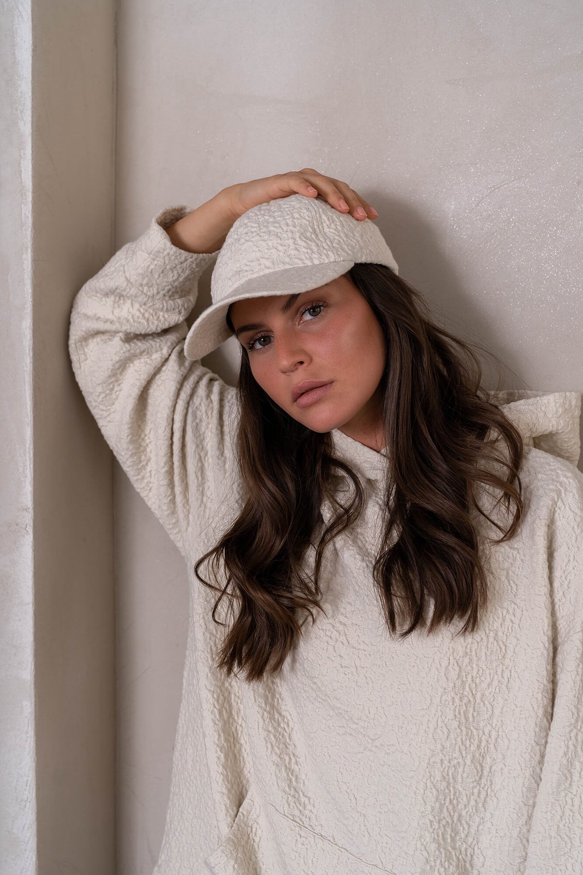 Cap Popcorn in beige by VIVAL.STUDIO